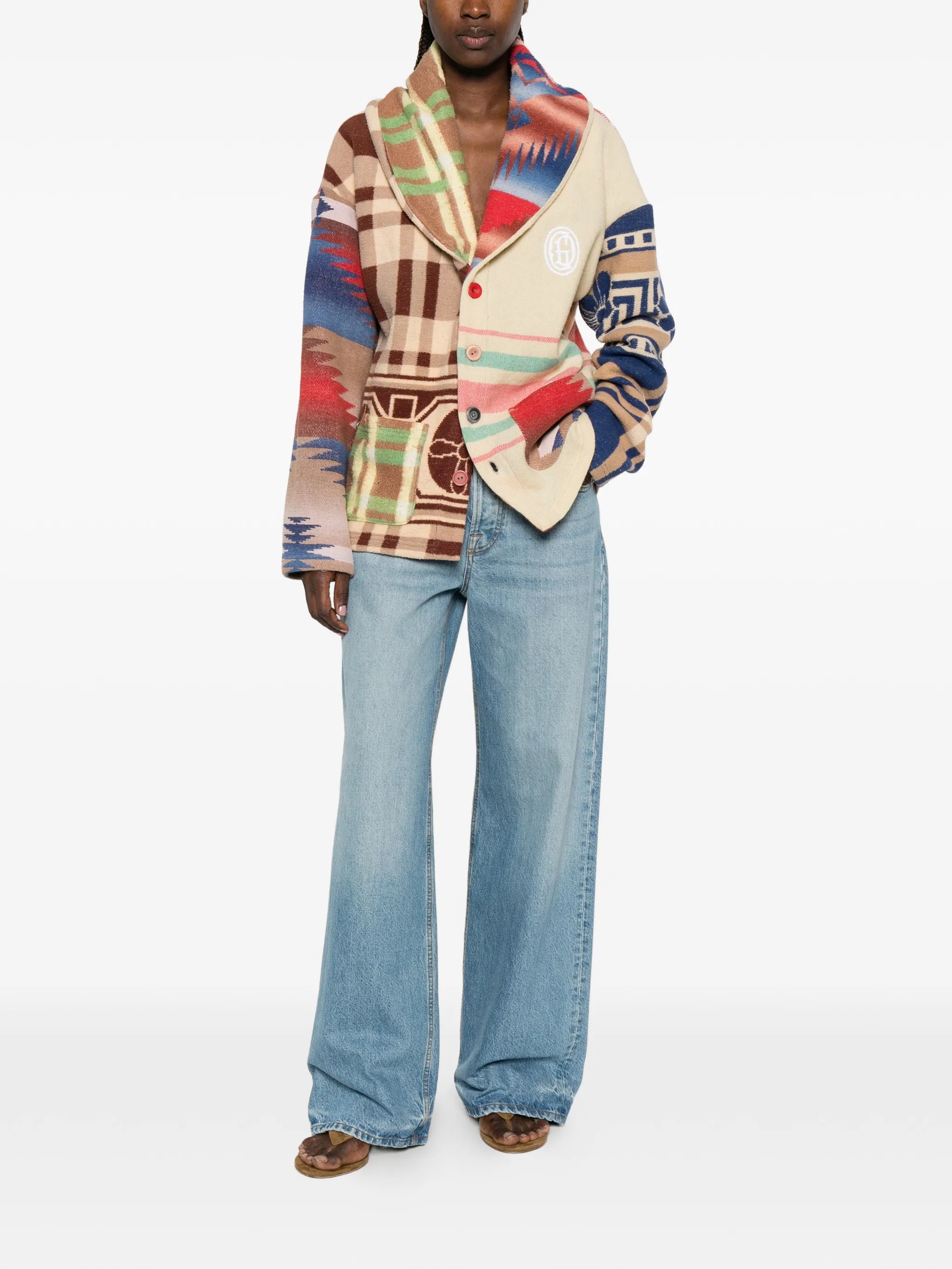 Retouche Rae patchwork cardigan