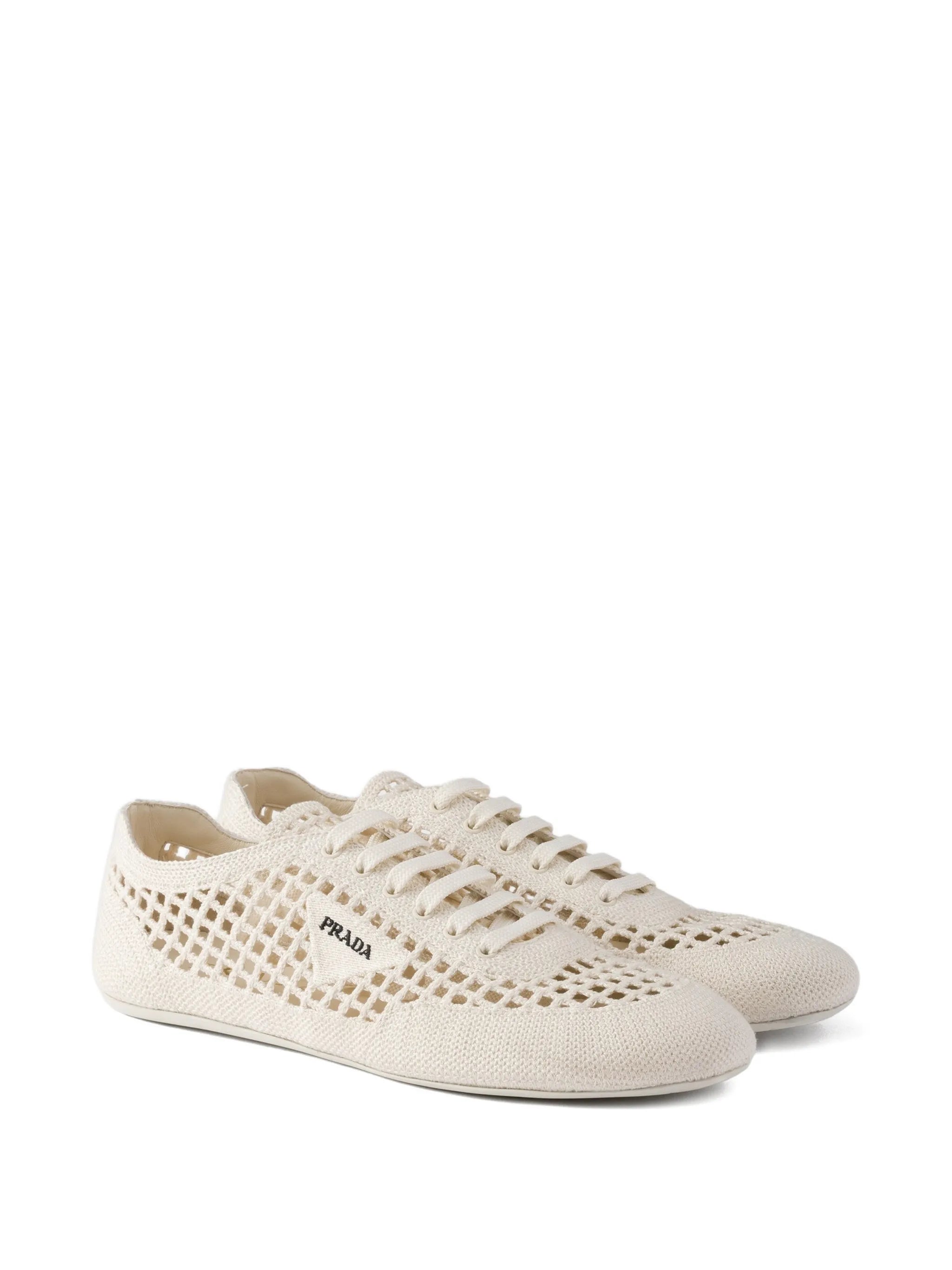 crochet round-toe lace-up sneakers