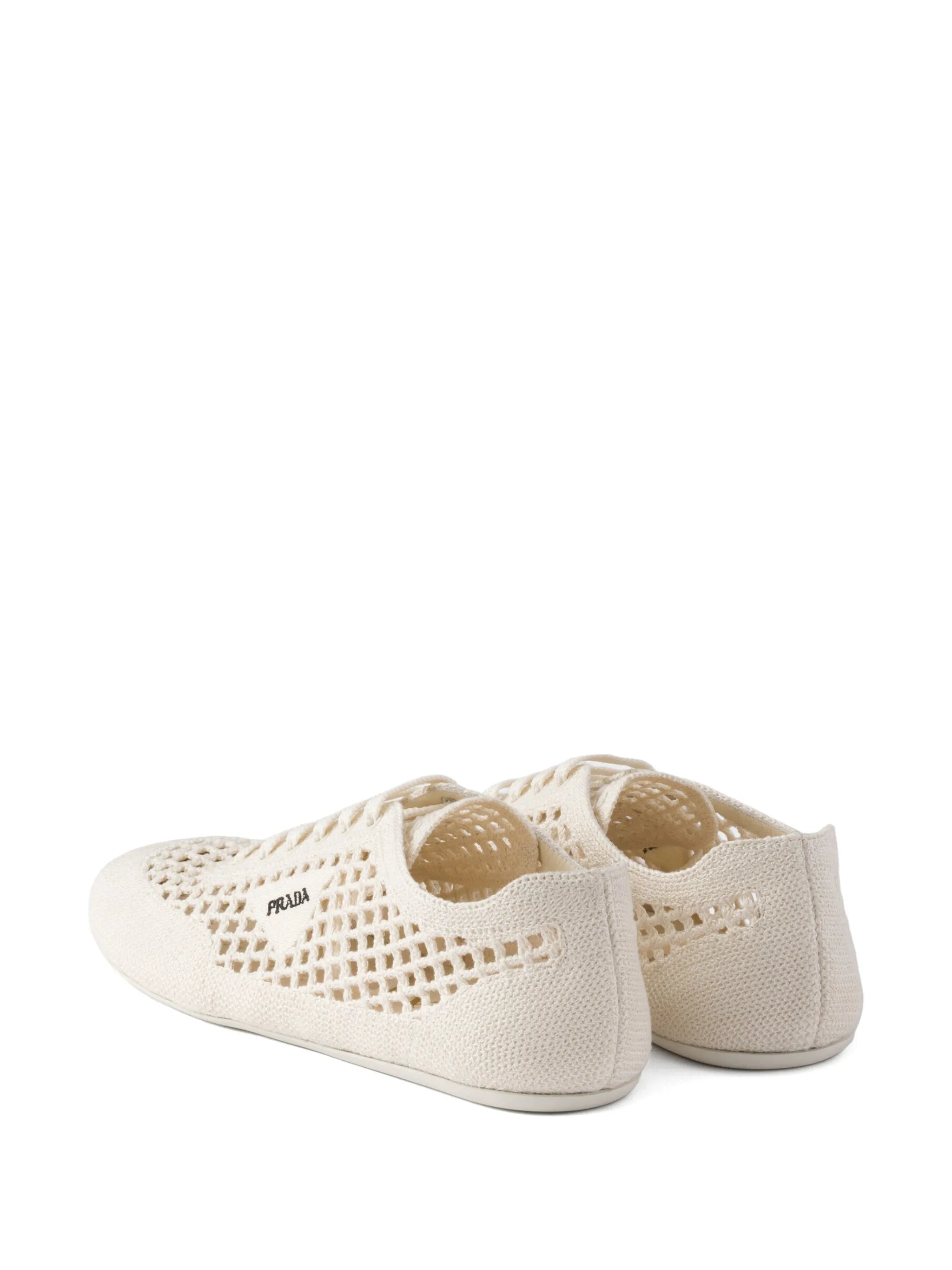 crochet round-toe lace-up sneakers