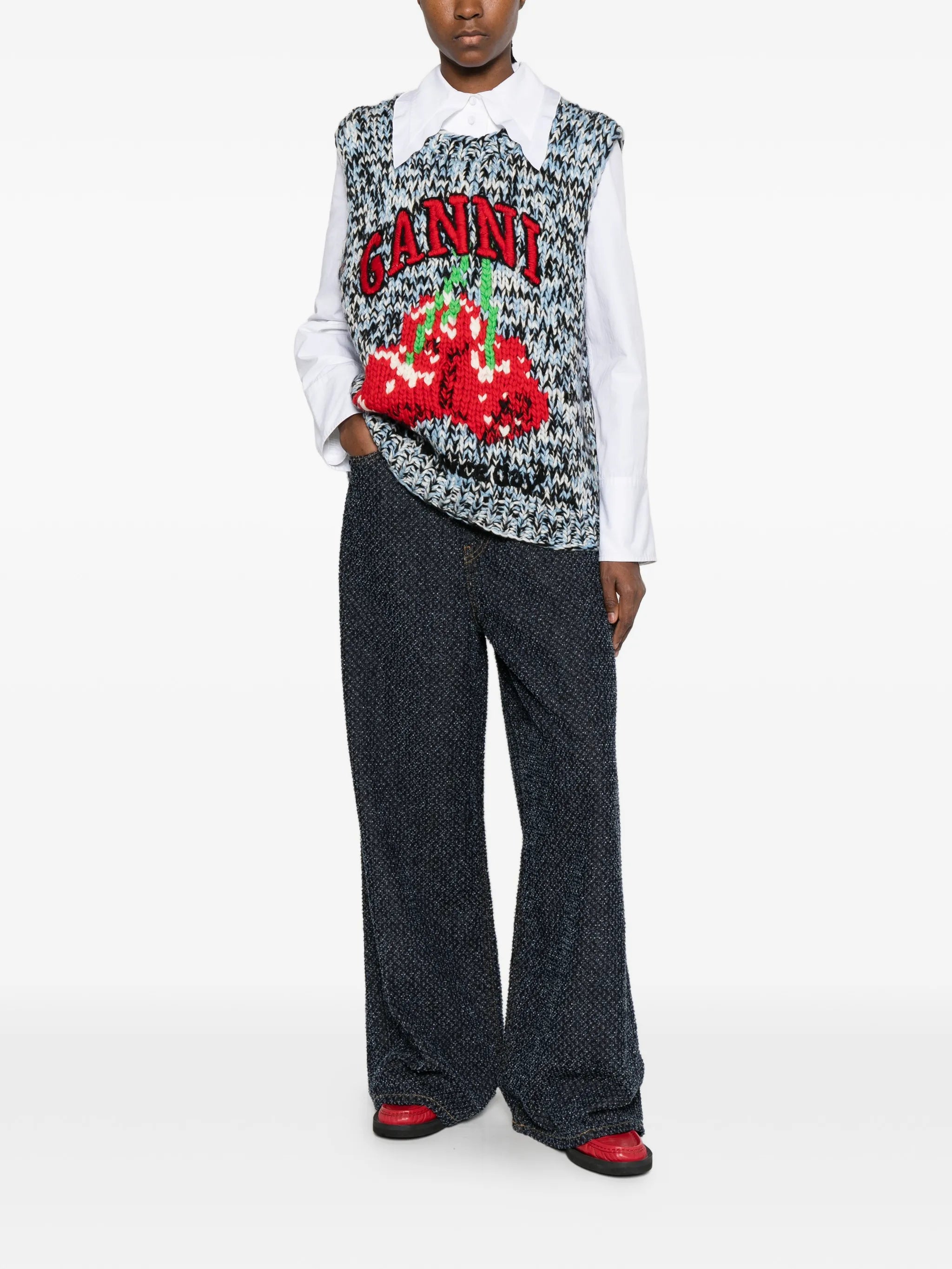 patterned knitted vest