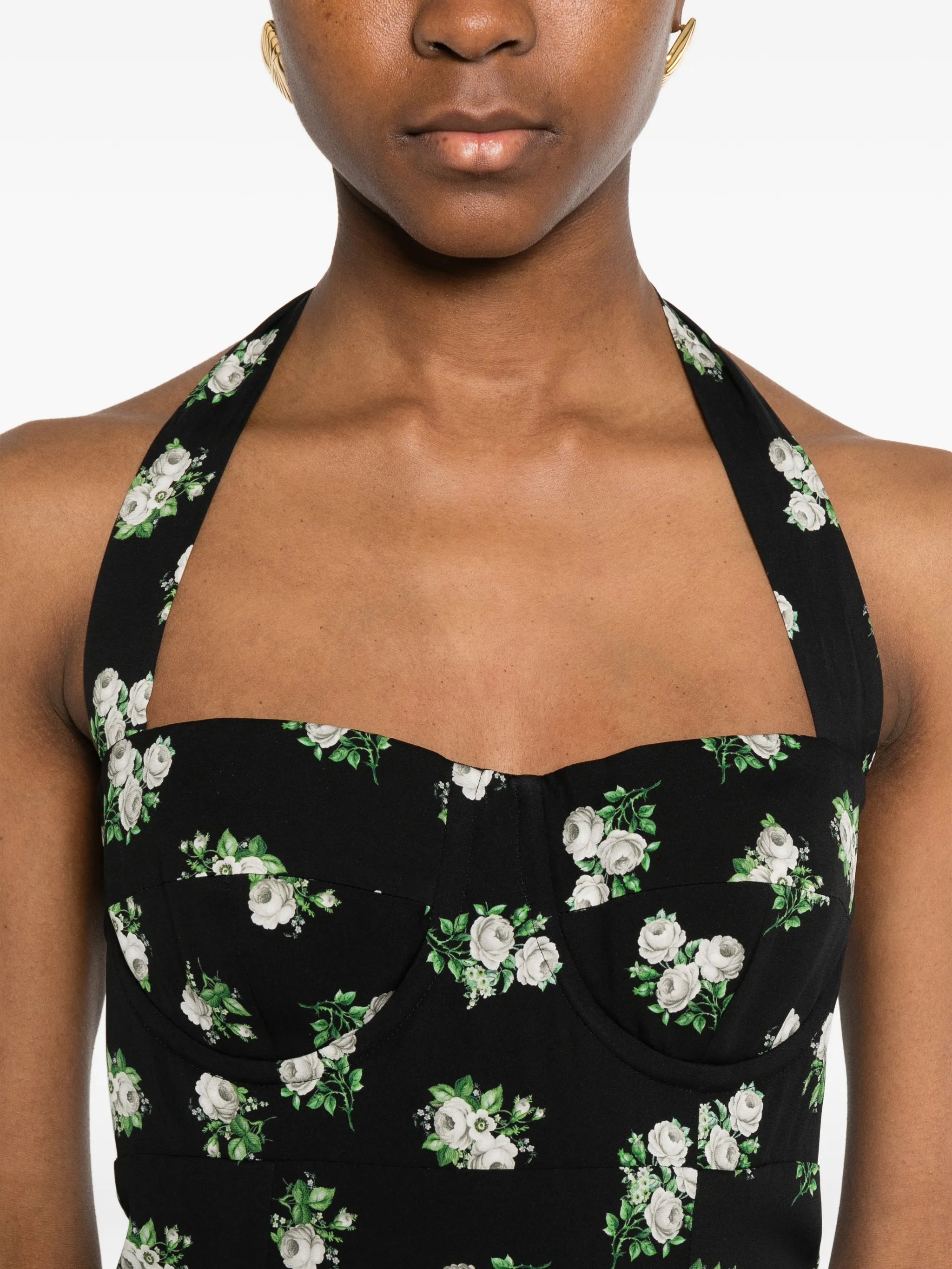 halterneck floral mini dress