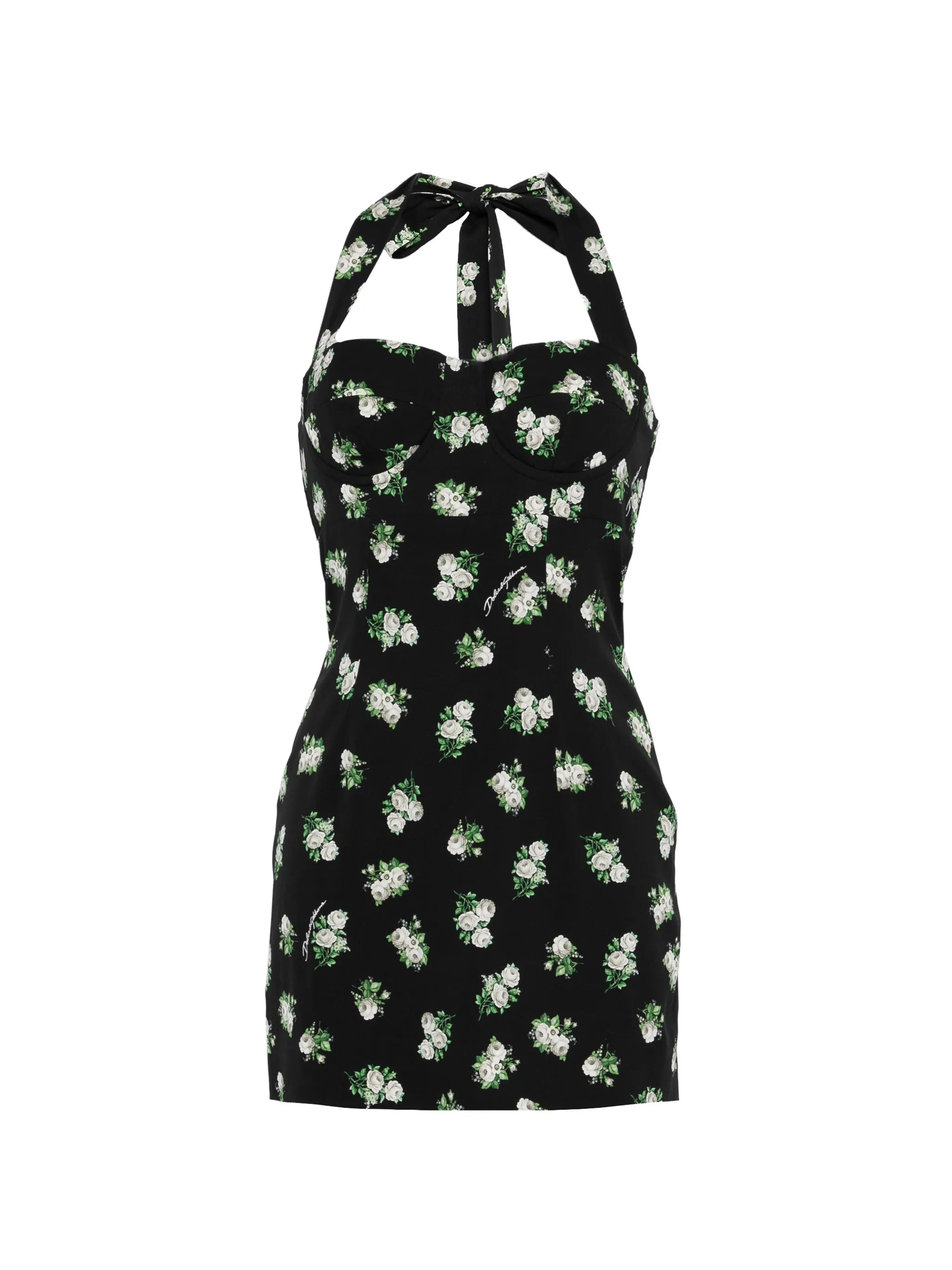 halterneck floral mini dress