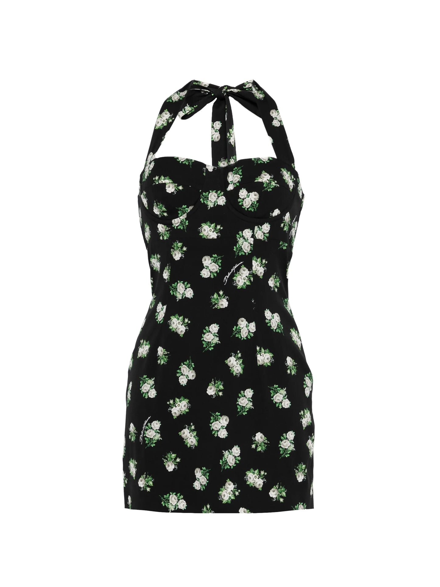 halterneck floral mini dress