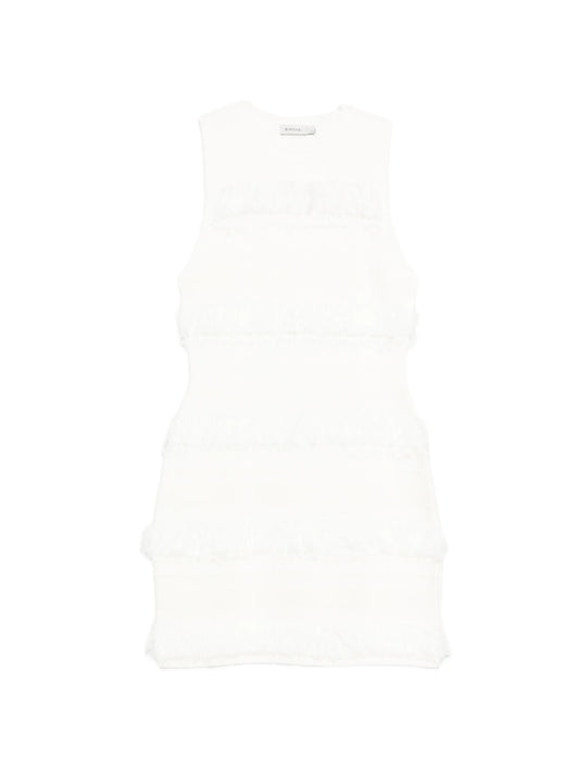 fringed striped mini dress