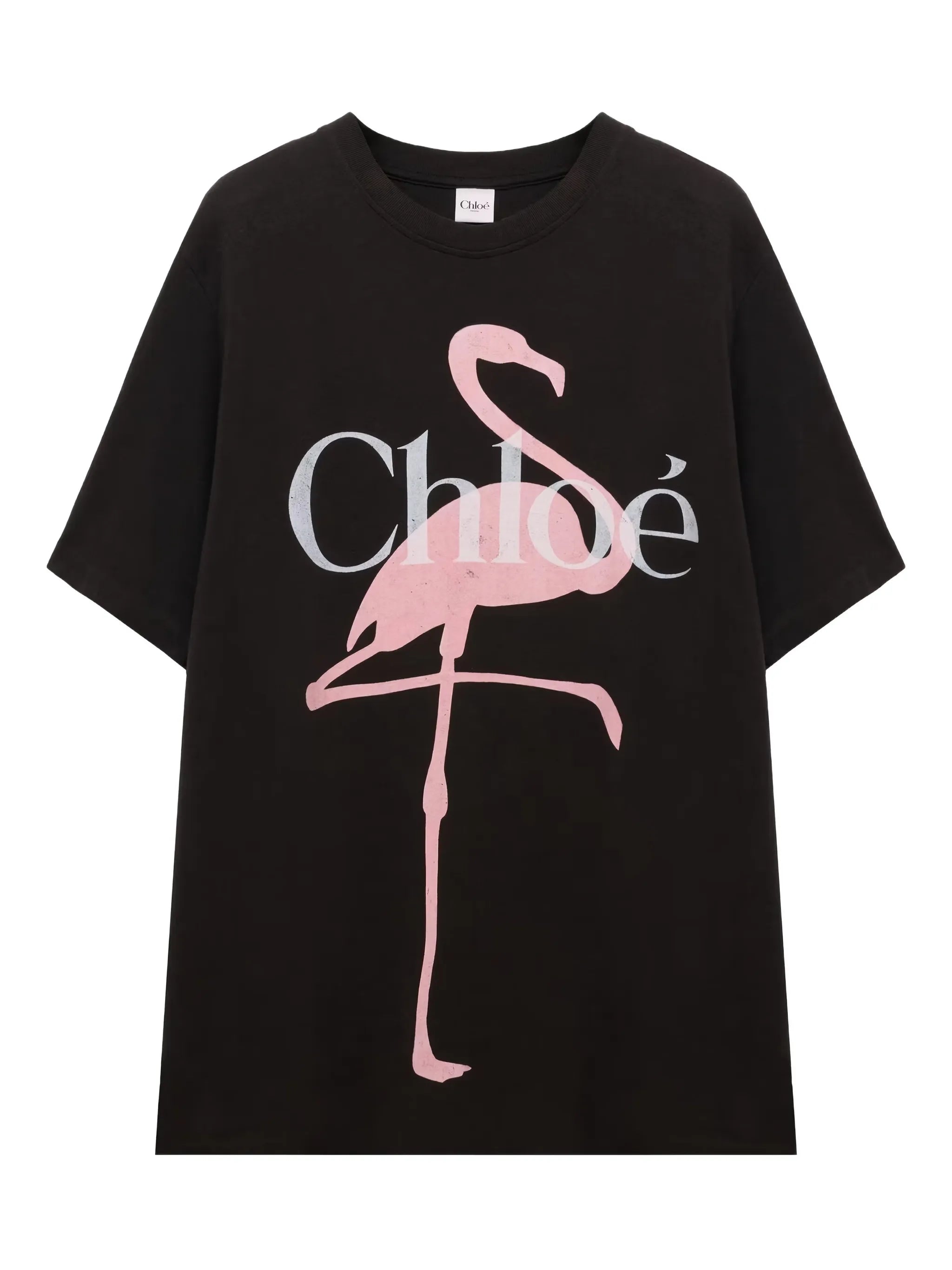 flamingo-print logo-print T-shirt