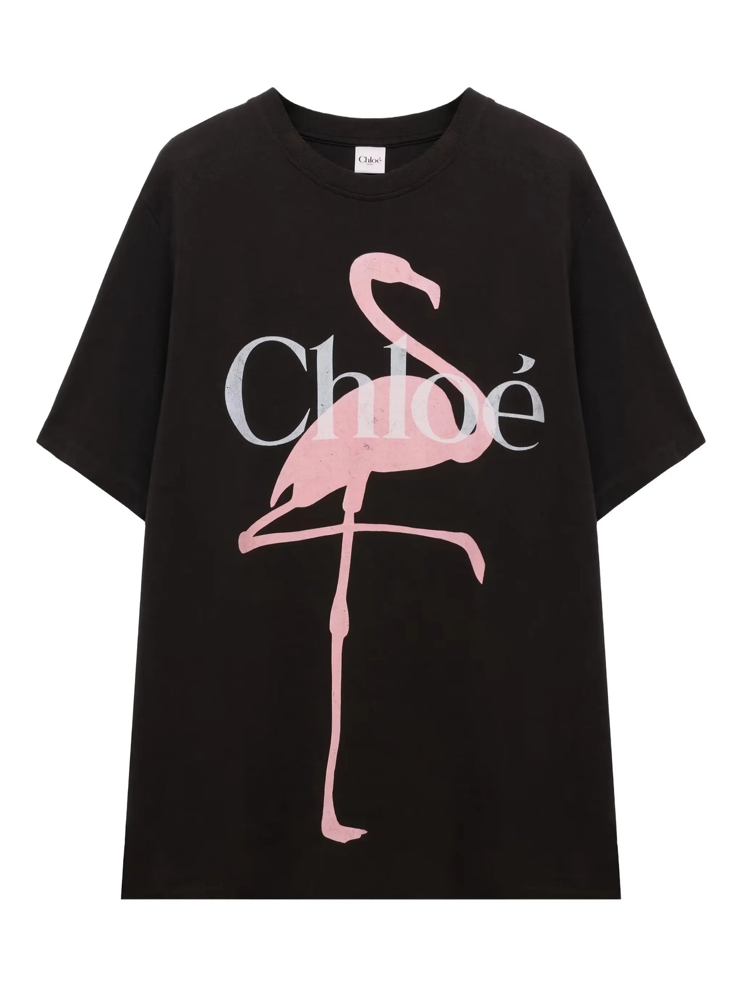 flamingo-print logo-print T-shirt