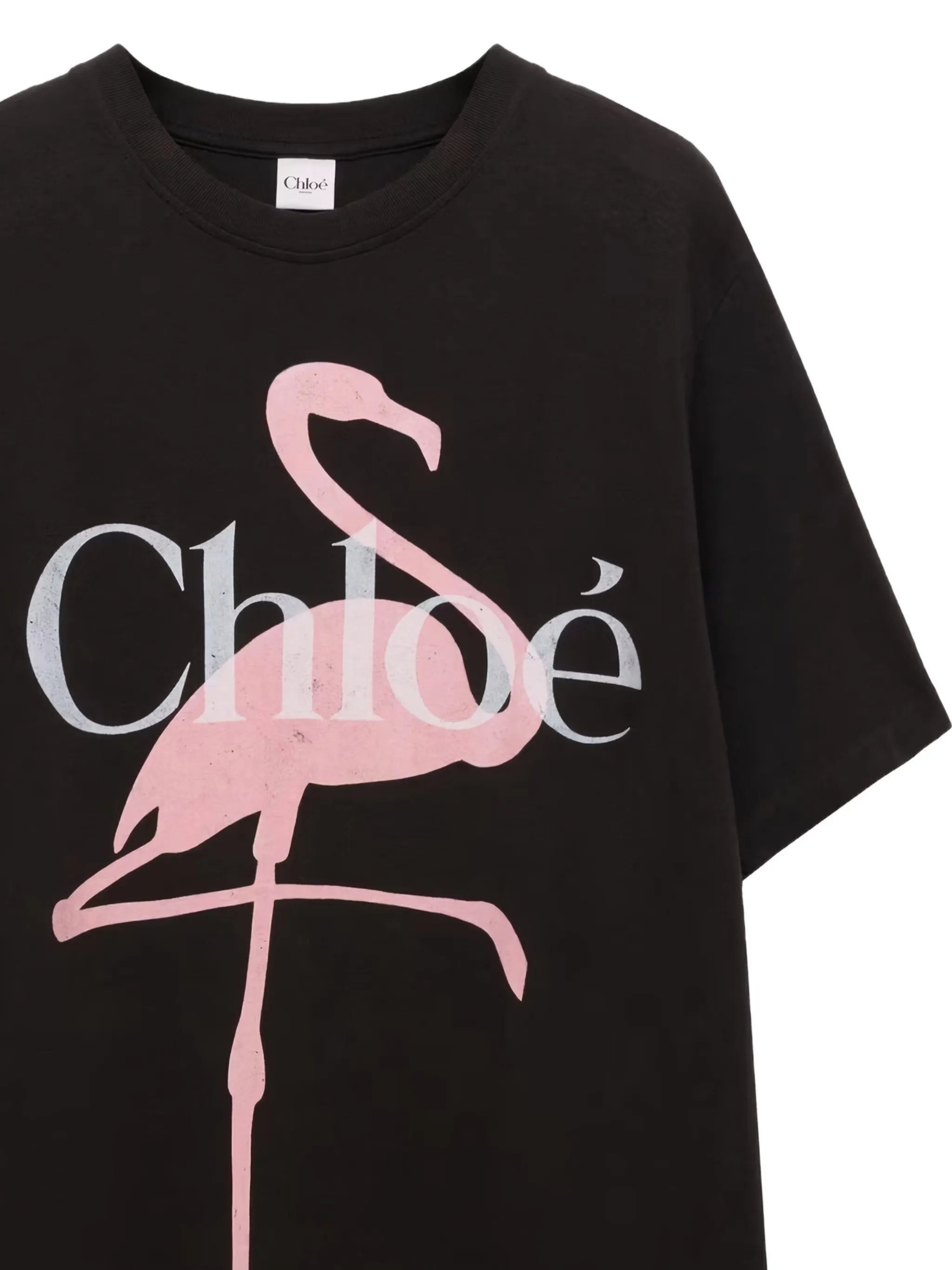 flamingo-print logo-print T-shirt