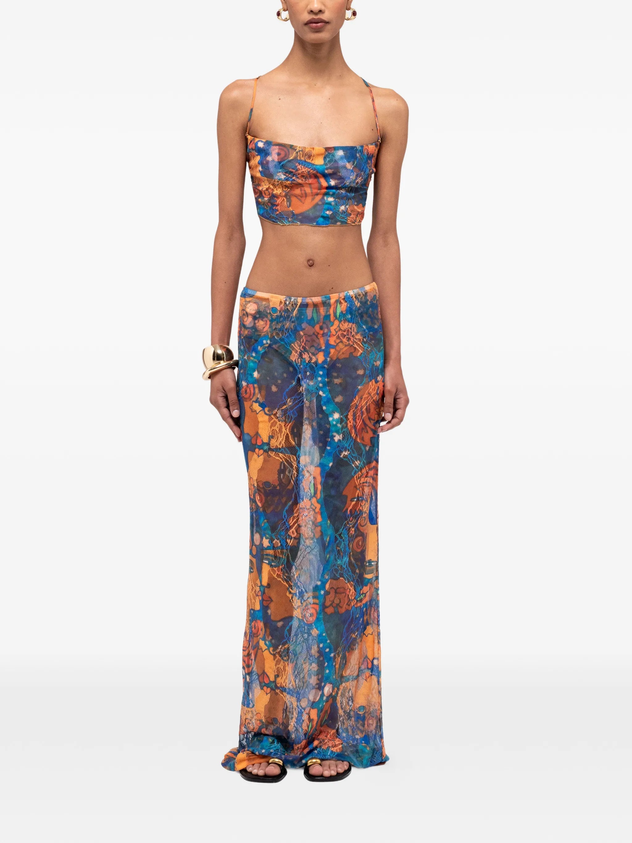 El Beso mesh maxi skirt