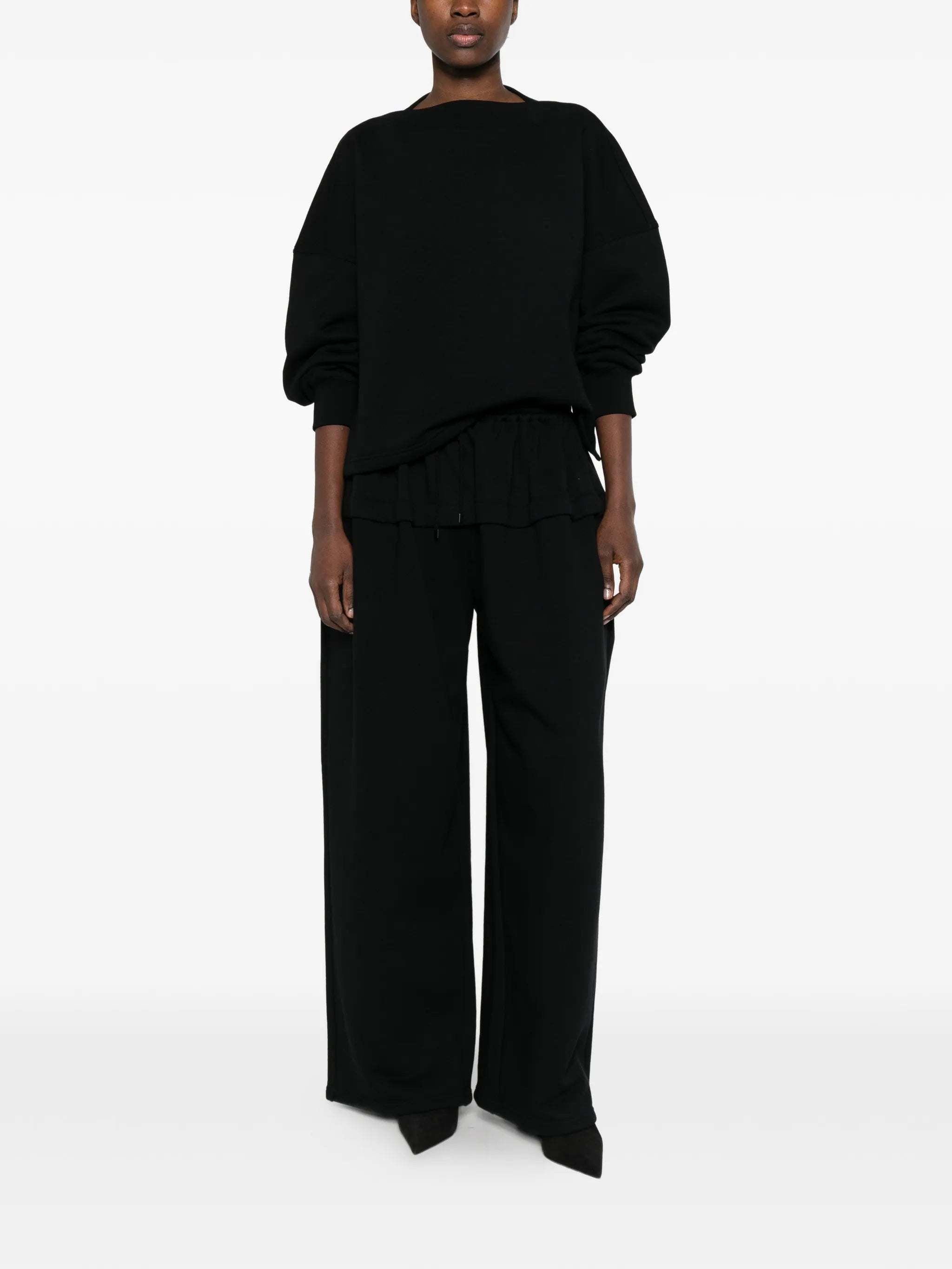 boat-neck sweatshirt