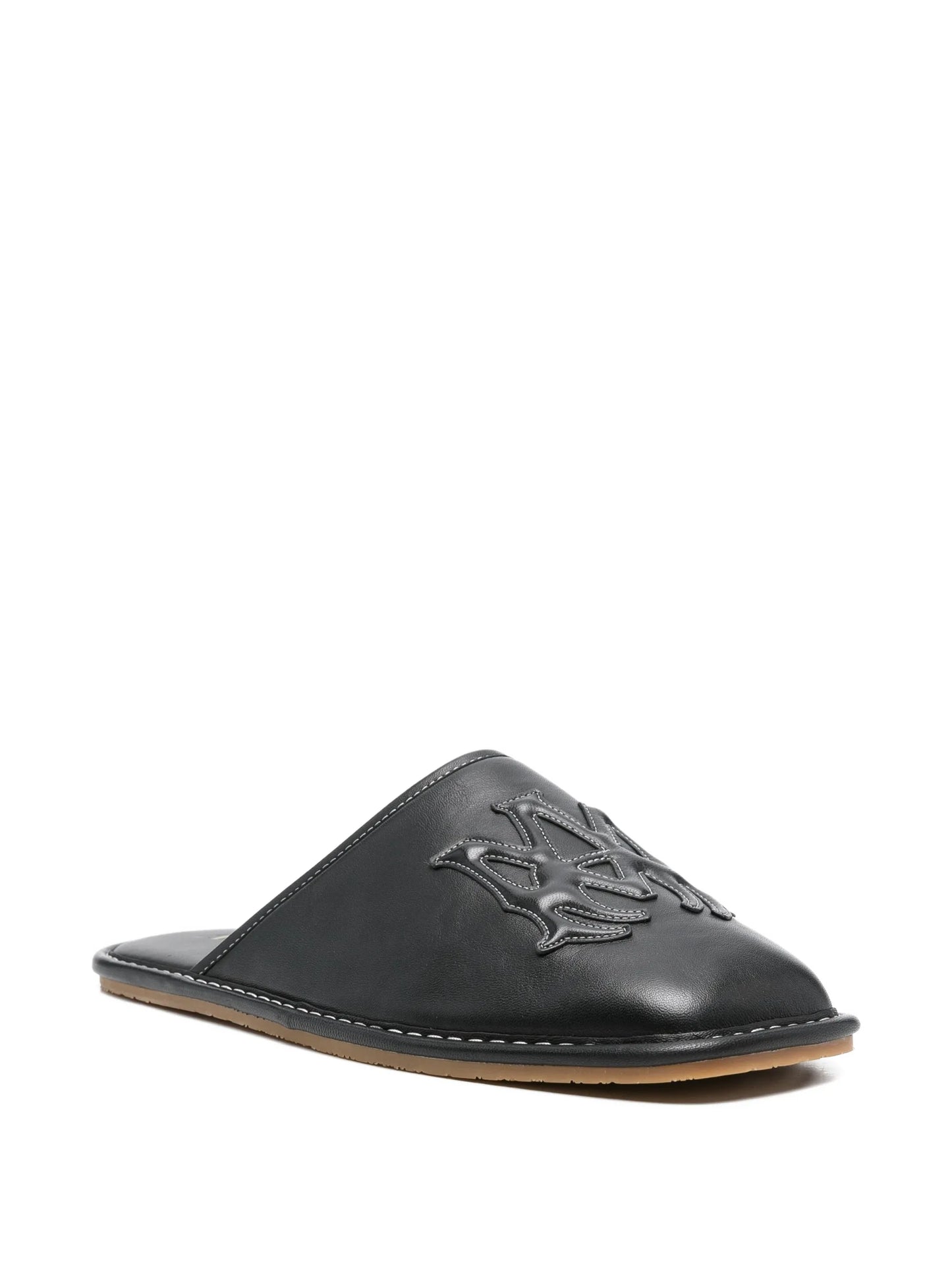 Ma appliqué leather slippers