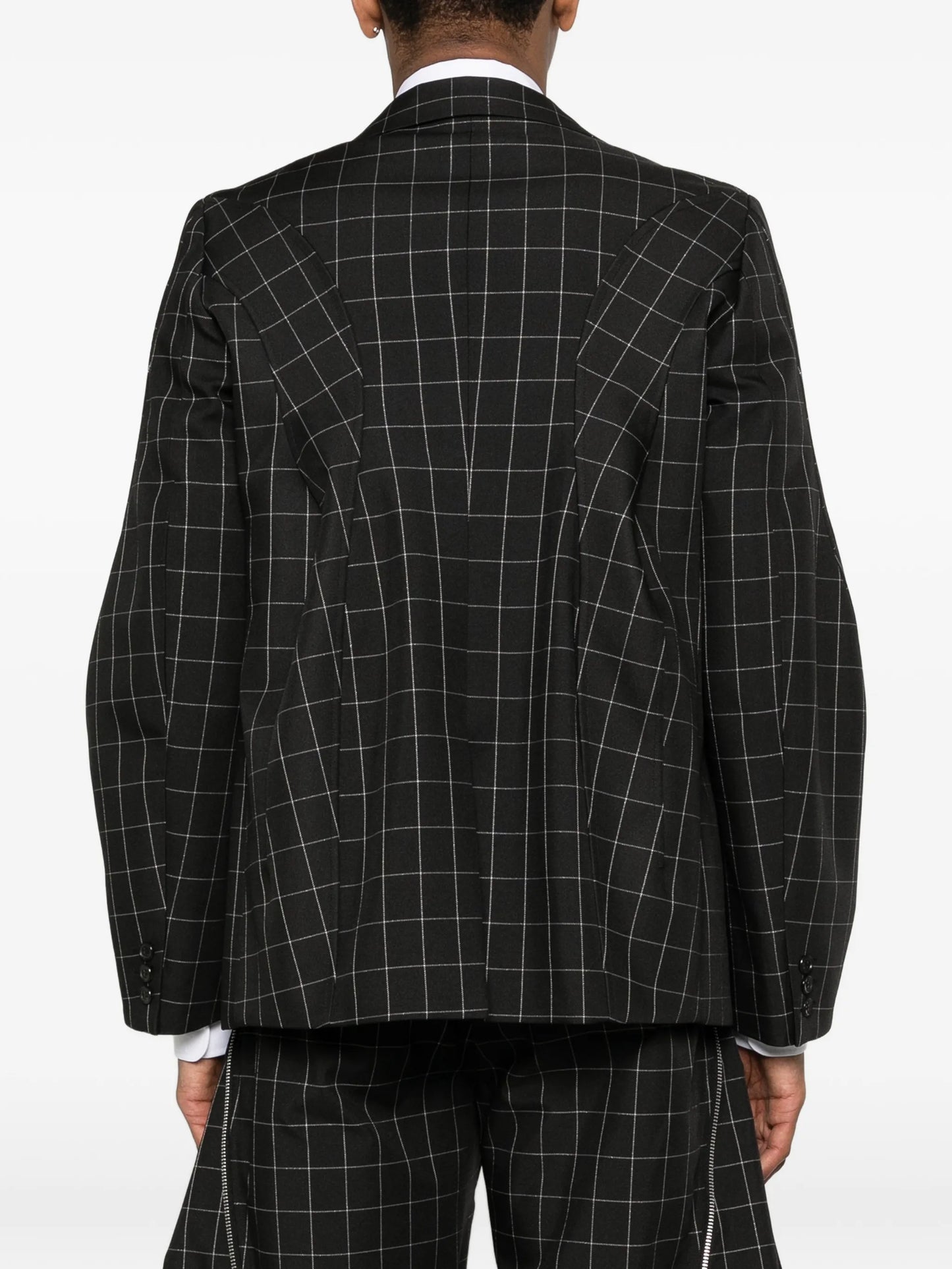 windowpane check tailored blazer