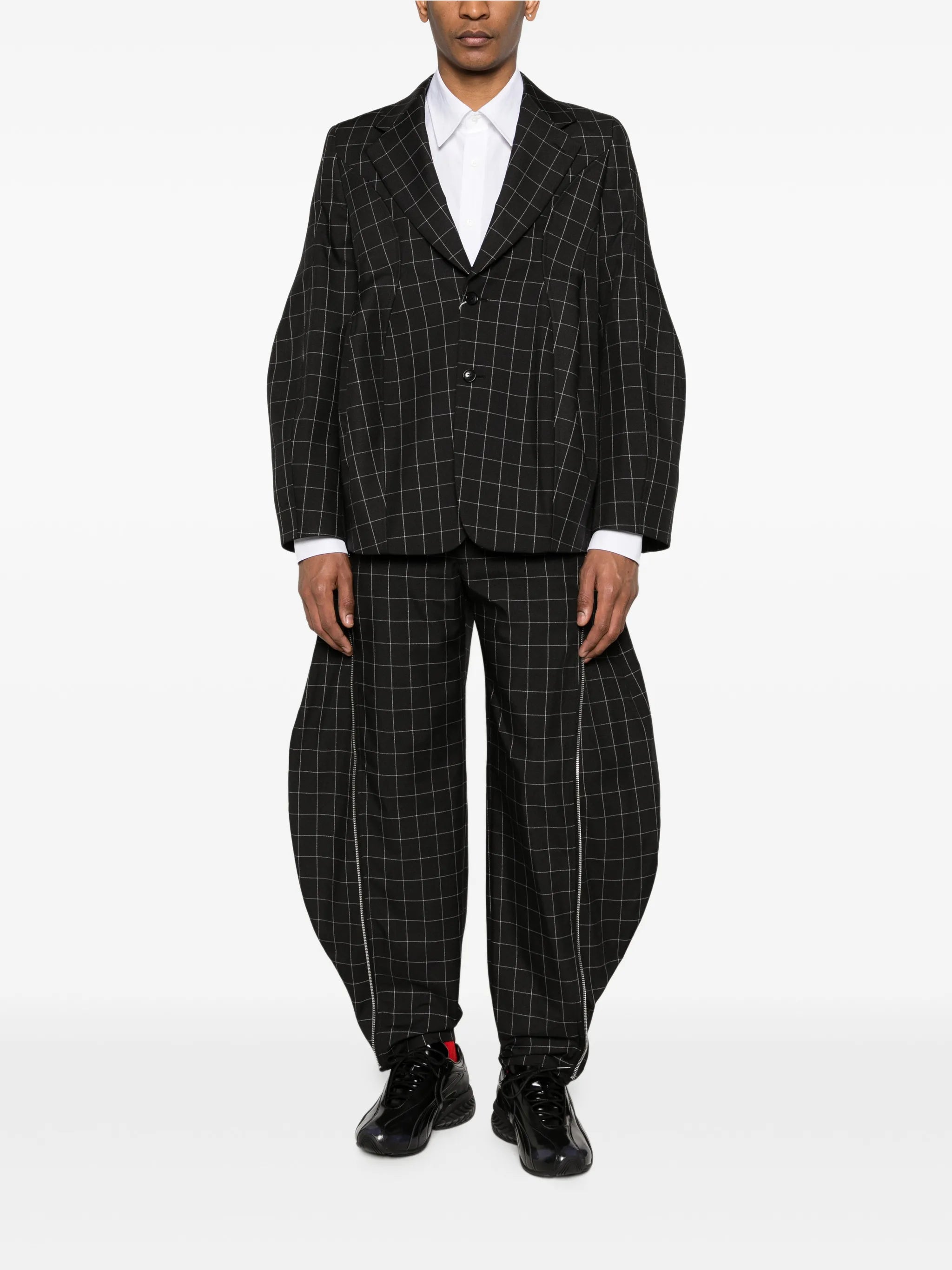 windowpane check tailored blazer