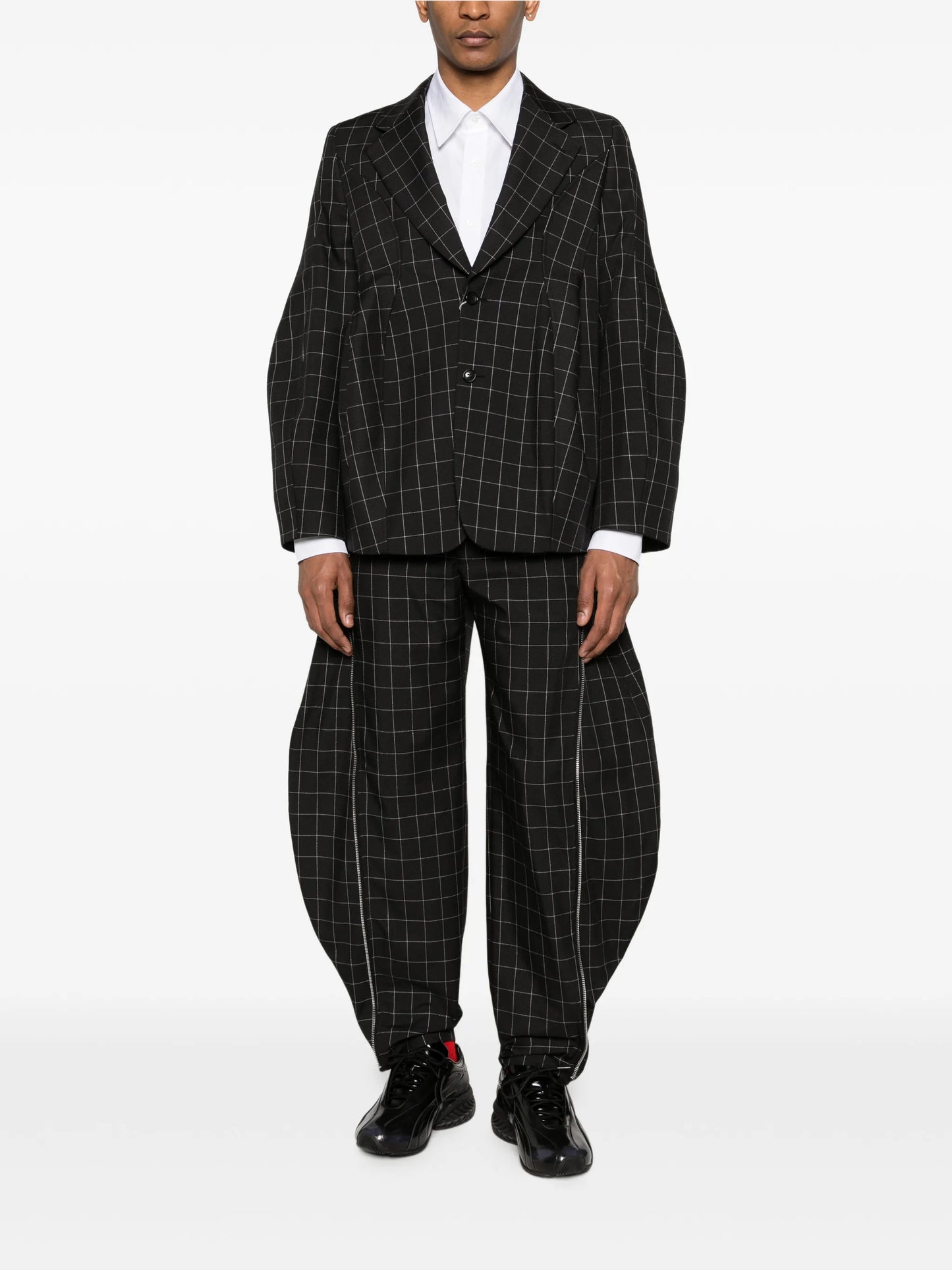 windowpane check tailored blazer