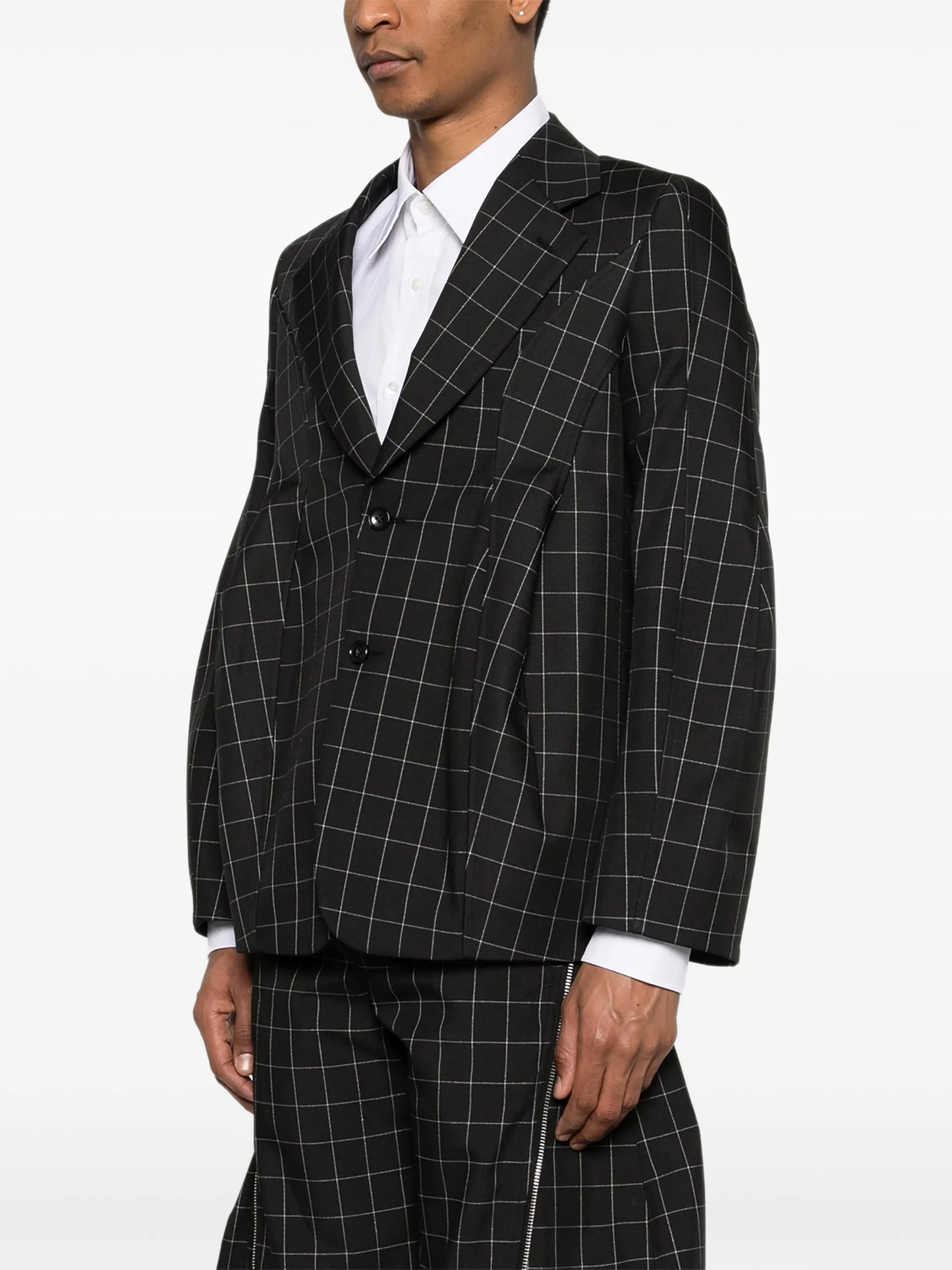 windowpane check tailored blazer