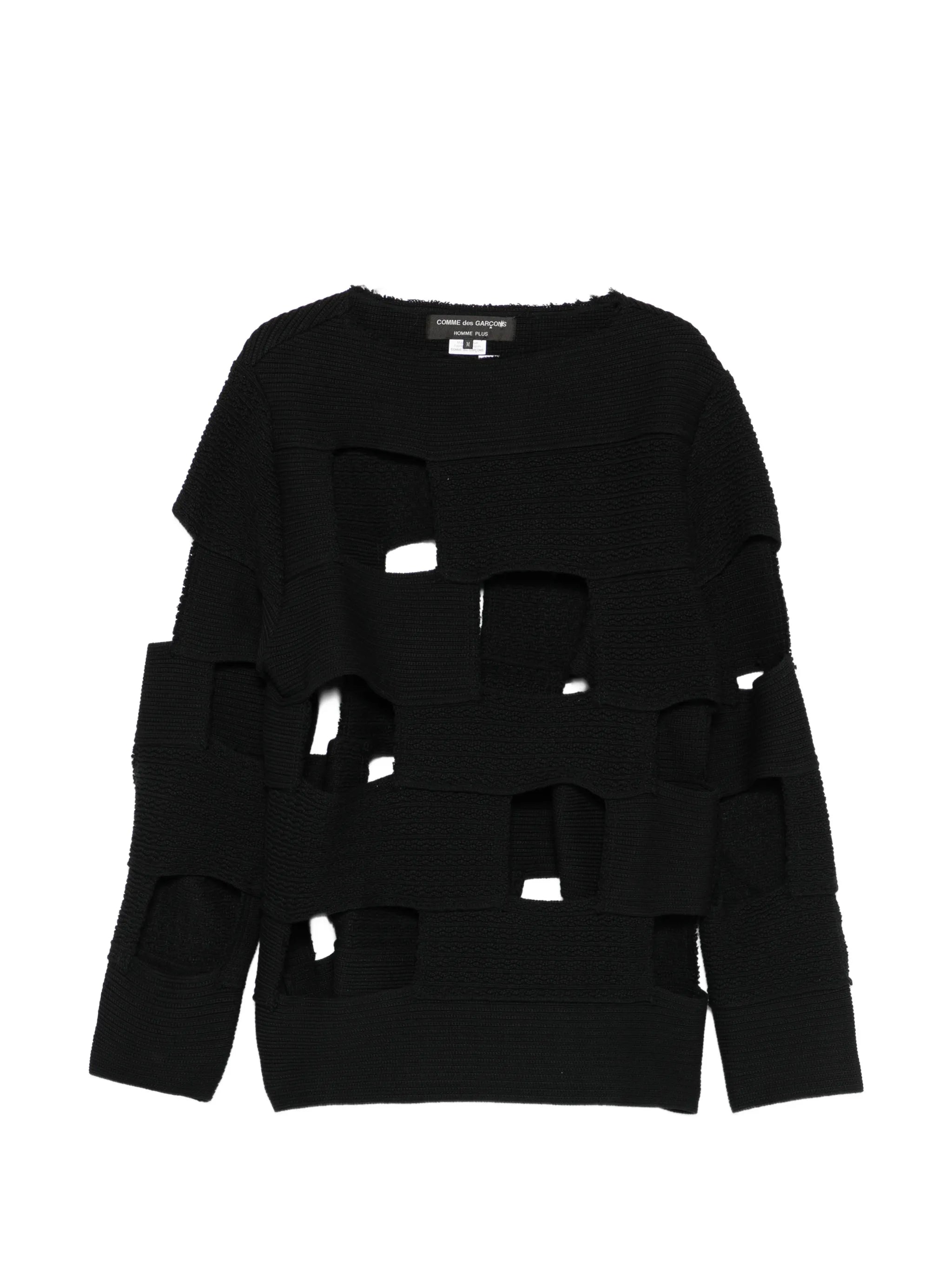 striped panelling crew-neck sweater