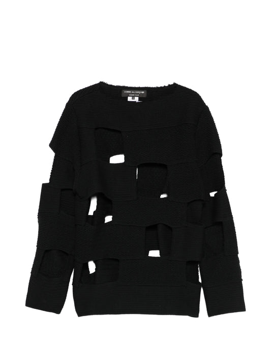 striped panelling crew-neck sweater