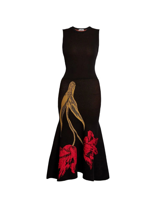 sleeveless knitted midi dress