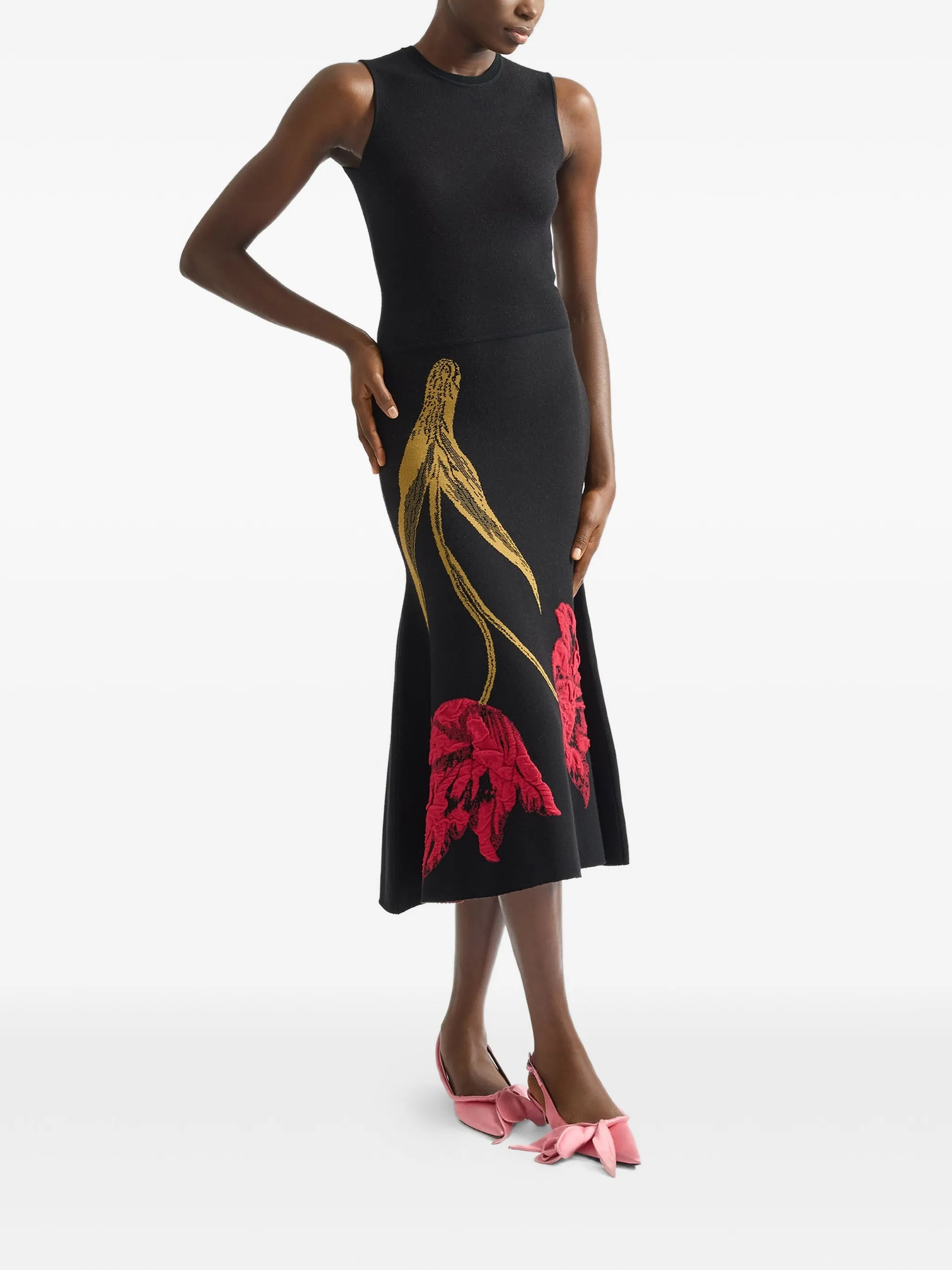 sleeveless knitted midi dress