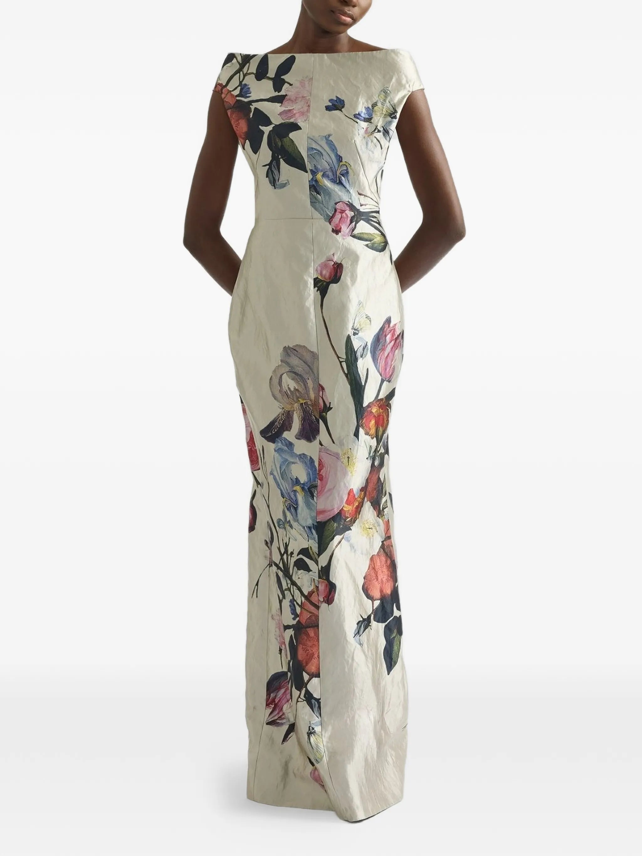floral-print satin maxi dress