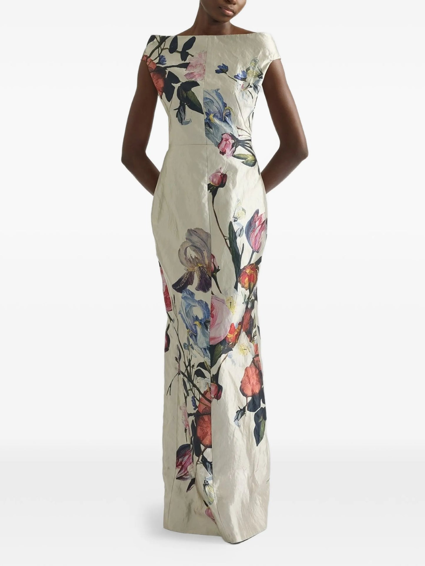 floral-print satin maxi dress
