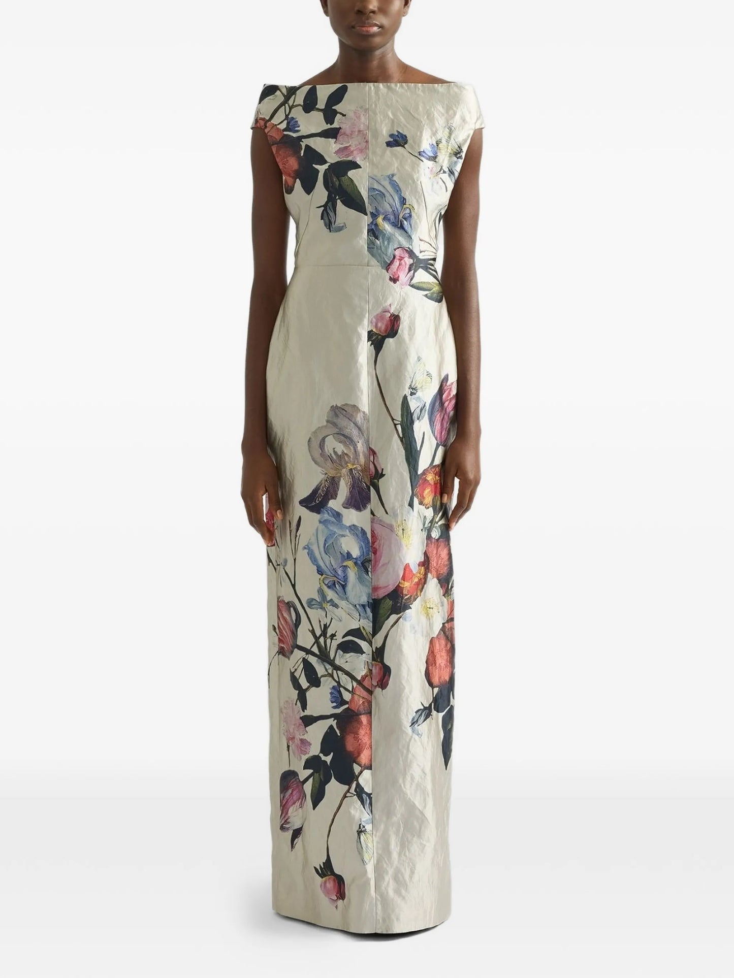 floral-print satin maxi dress
