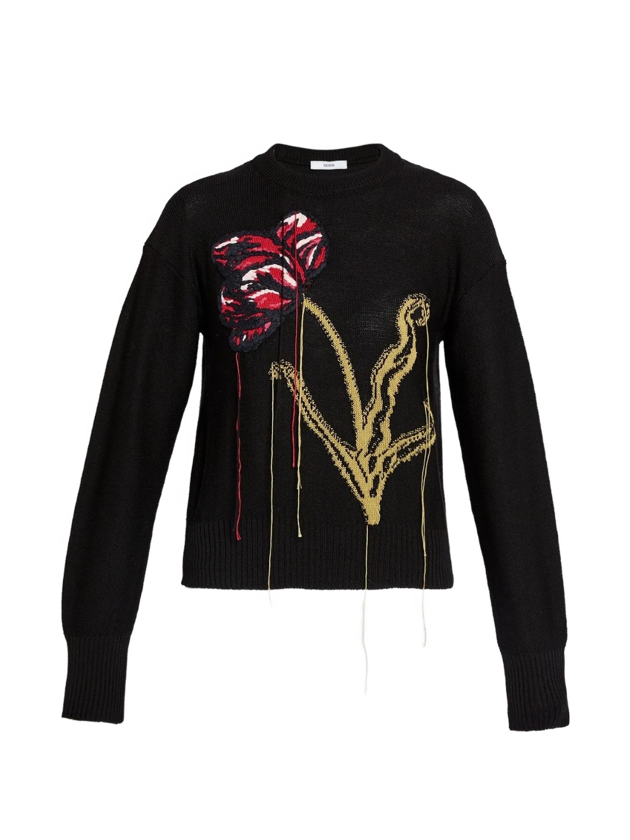 floral-intarsia crew-neck sweater