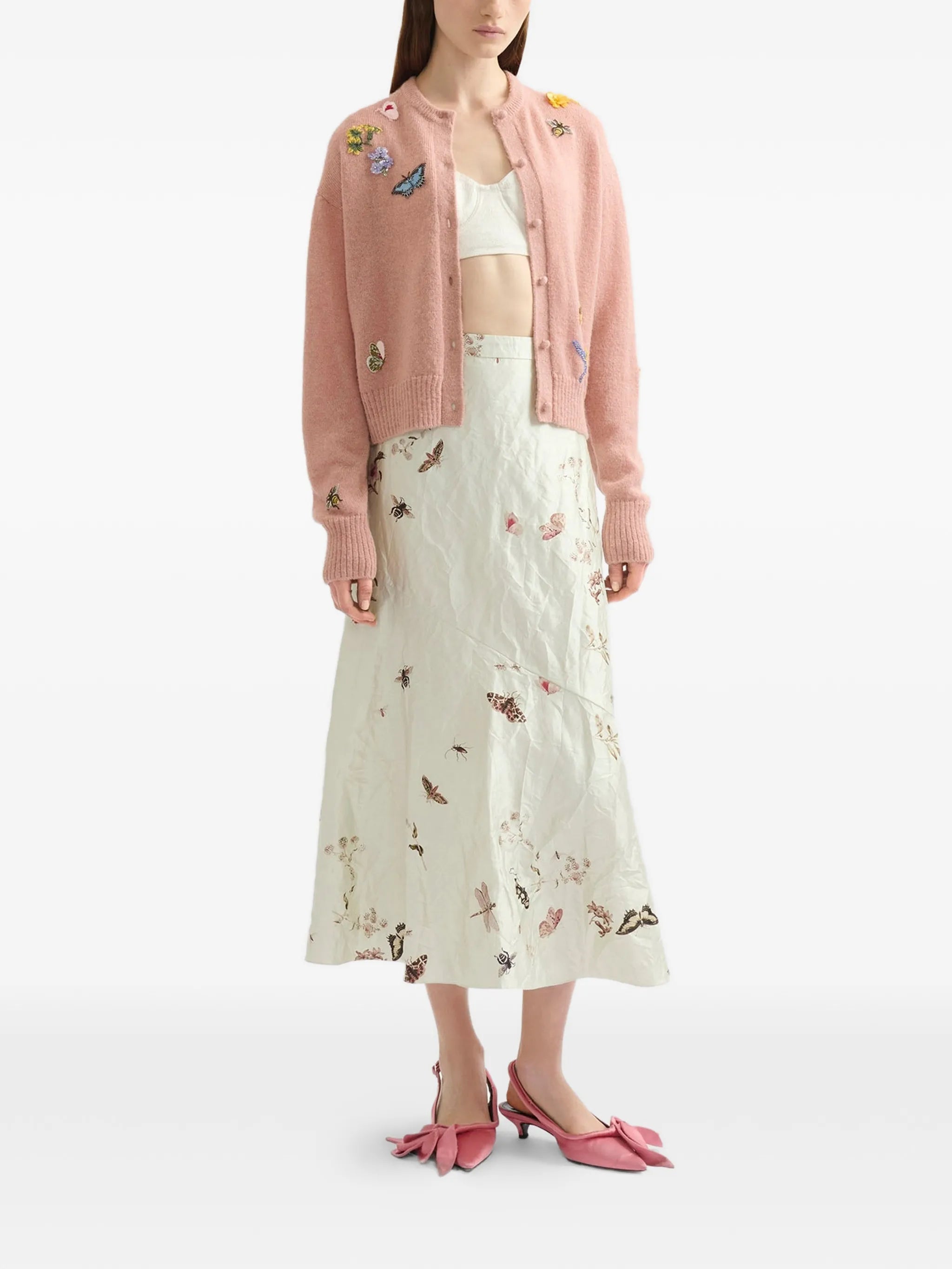 embellished crew-neck cardigan