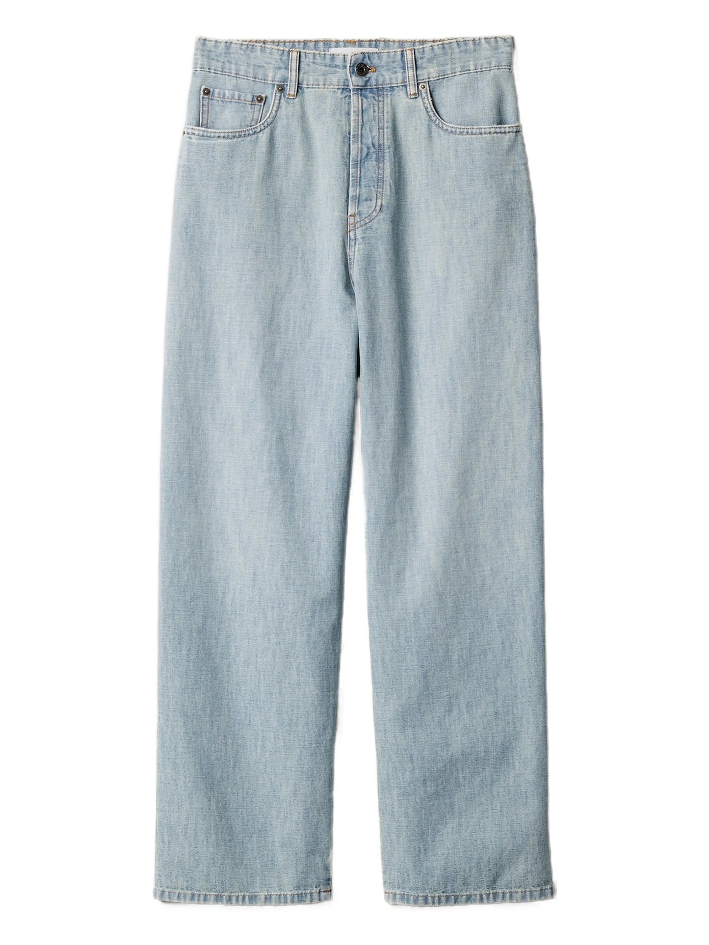 Chambray embroidered-logo jeans