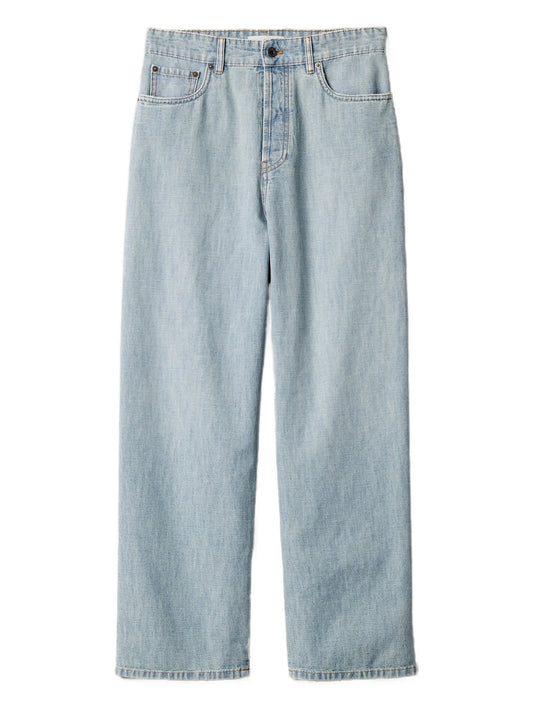 Chambray embroidered-logo jeans