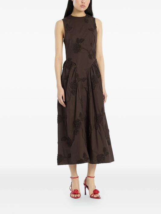 flower-motif midi dress