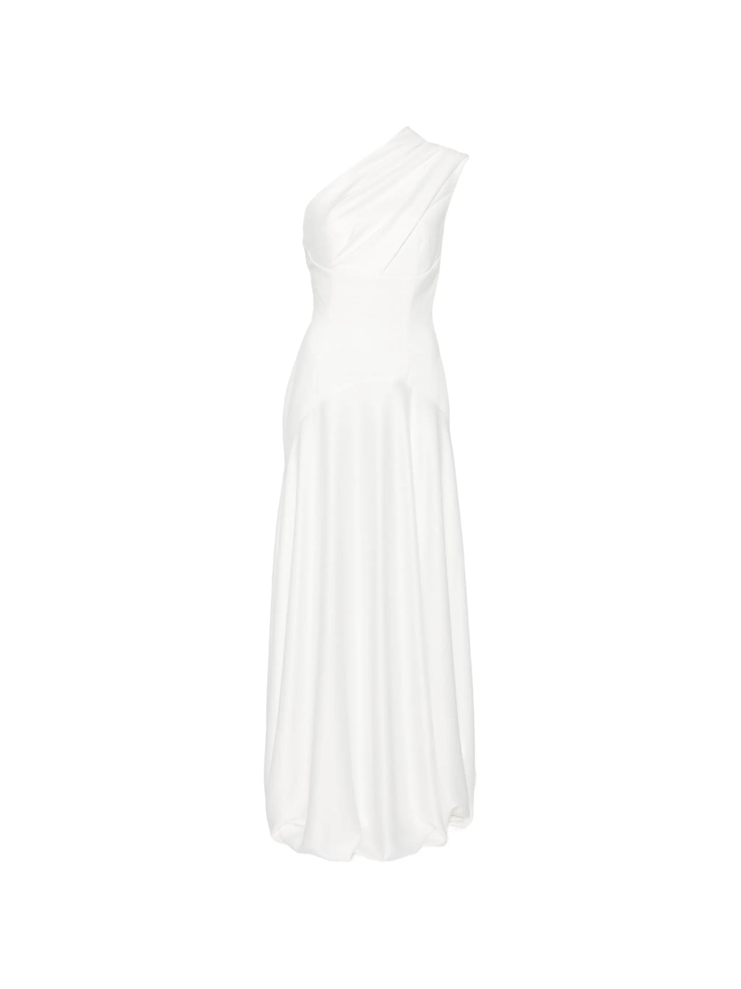 one-shoulder draped maxi dress
