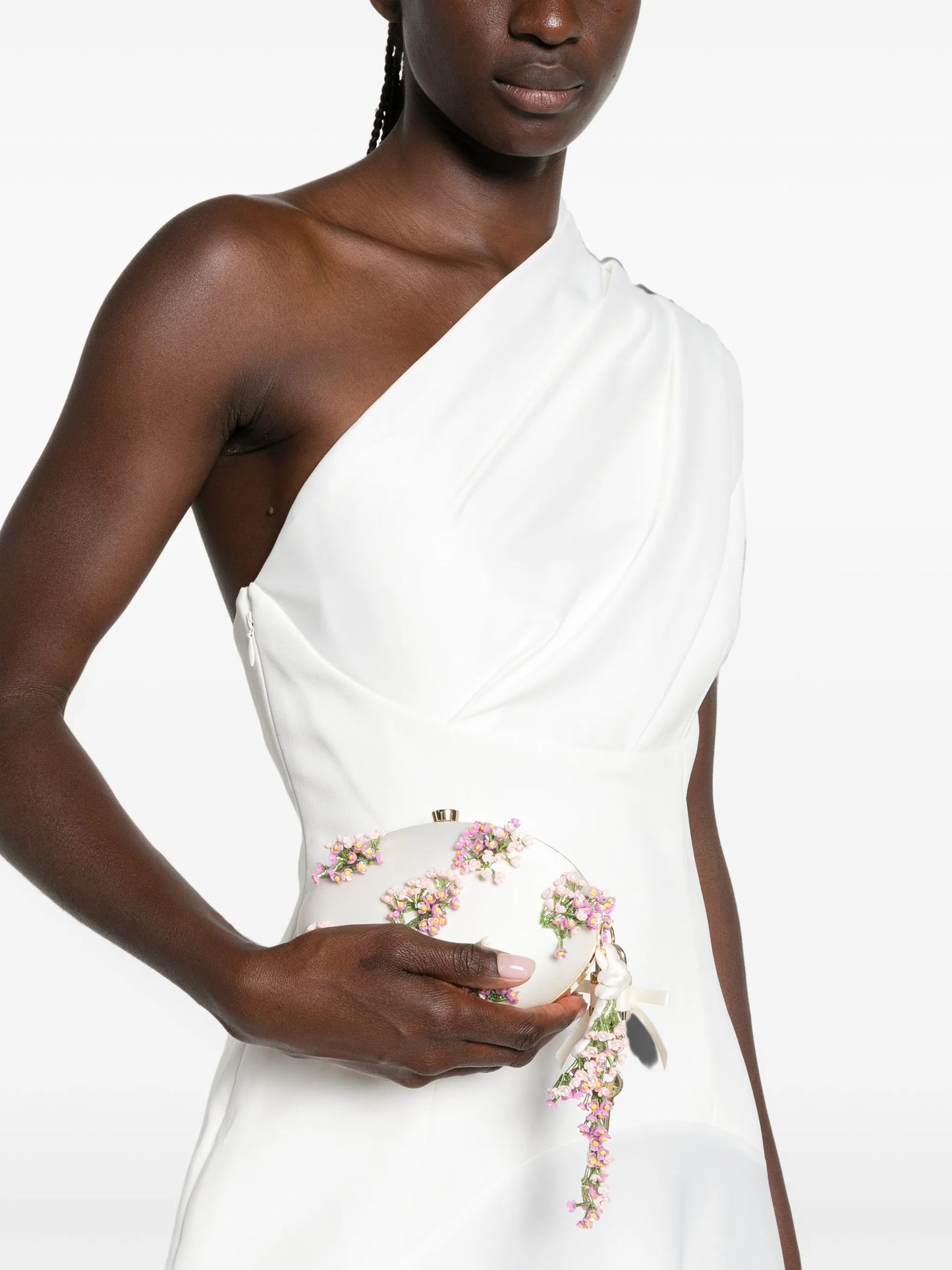 one-shoulder draped maxi dress