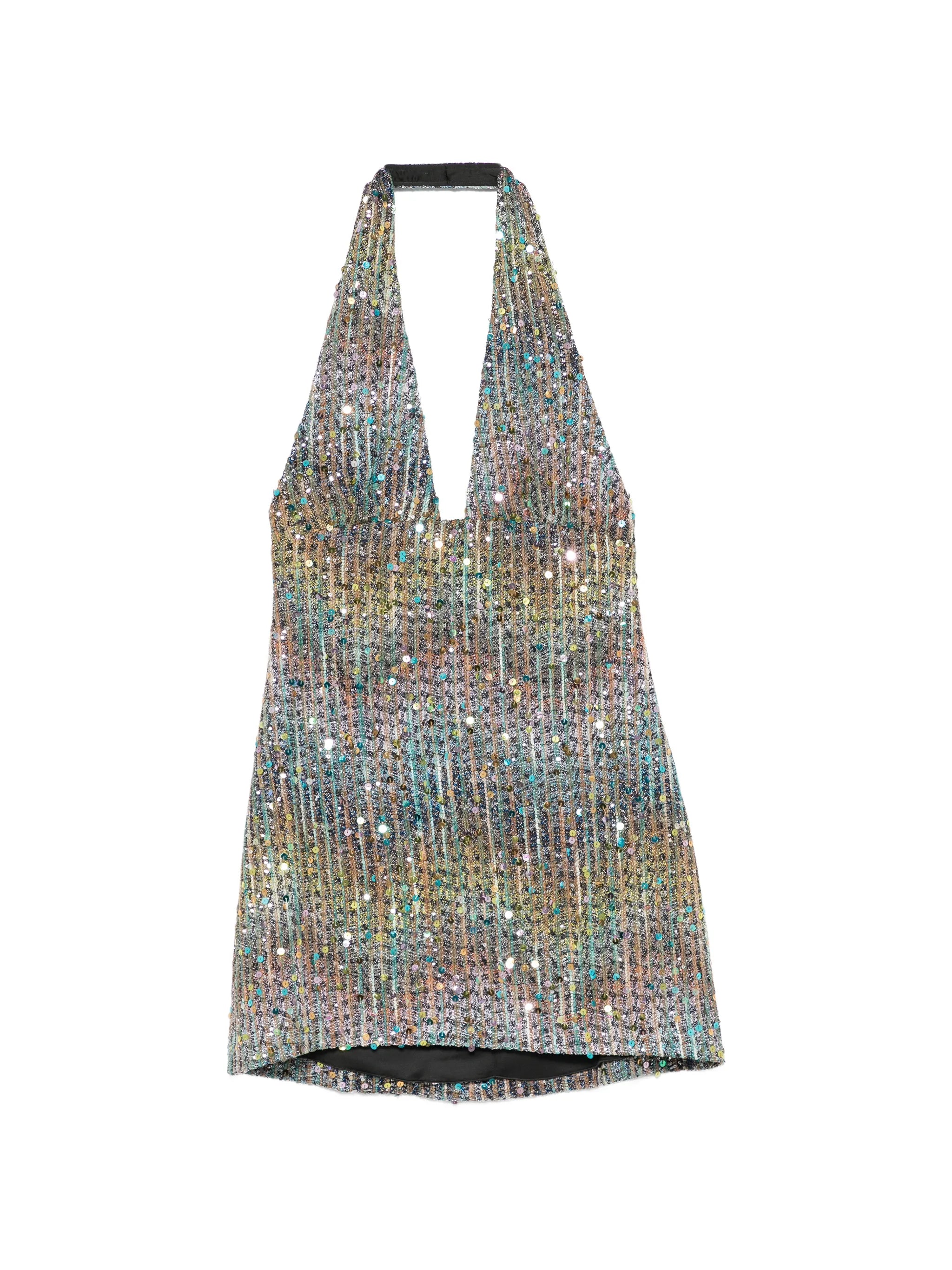 sequin-embellished halterneck mini dress