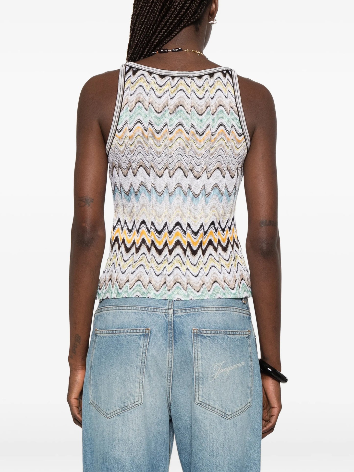 zigzag-knit button-detail tank top