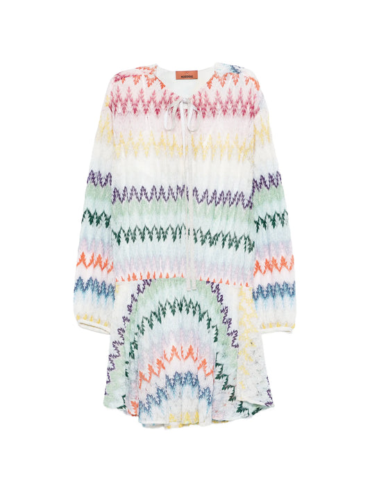 zigzag tie mini dress