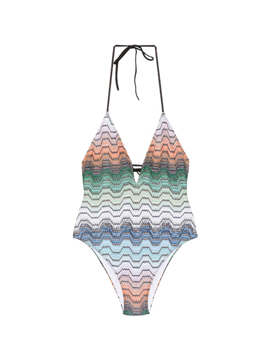 chevron-pattern swimsuit