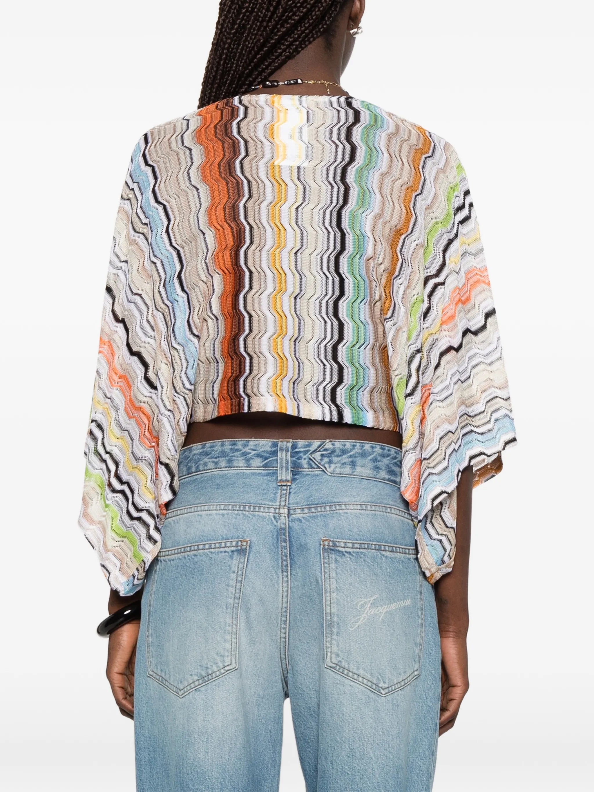 chevron-knit long-sleeve top