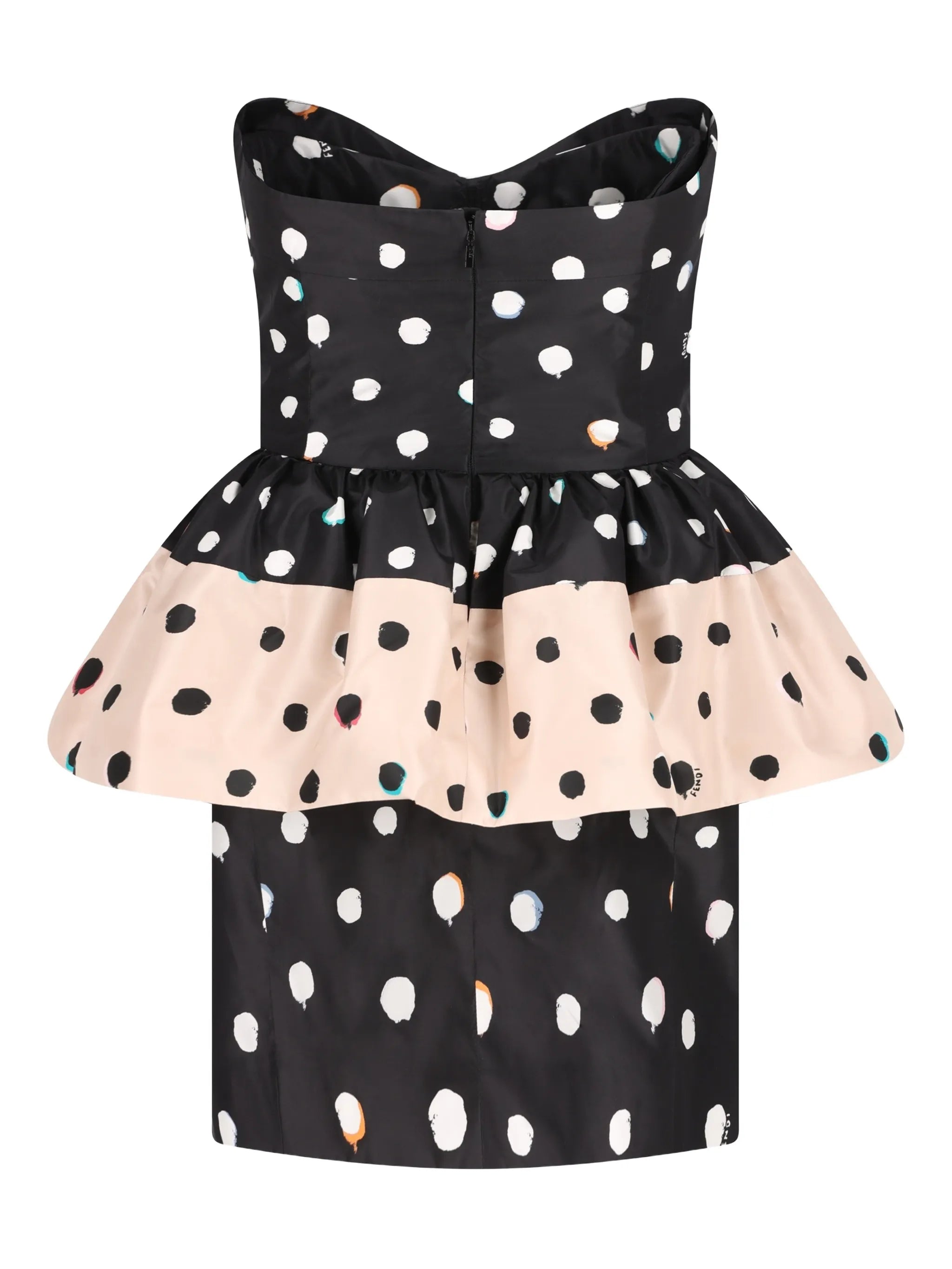 printed taffeta peplum dress