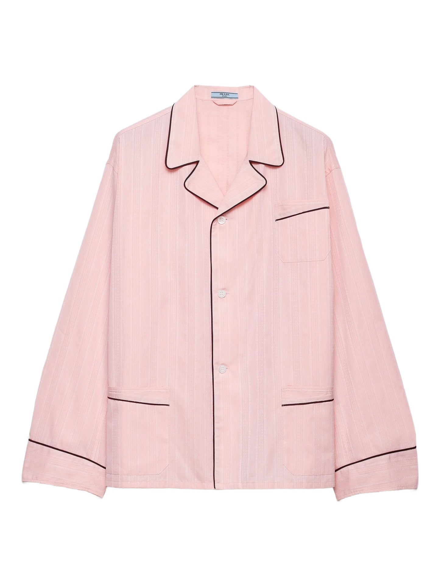 bowling-collar piping cotton shirt