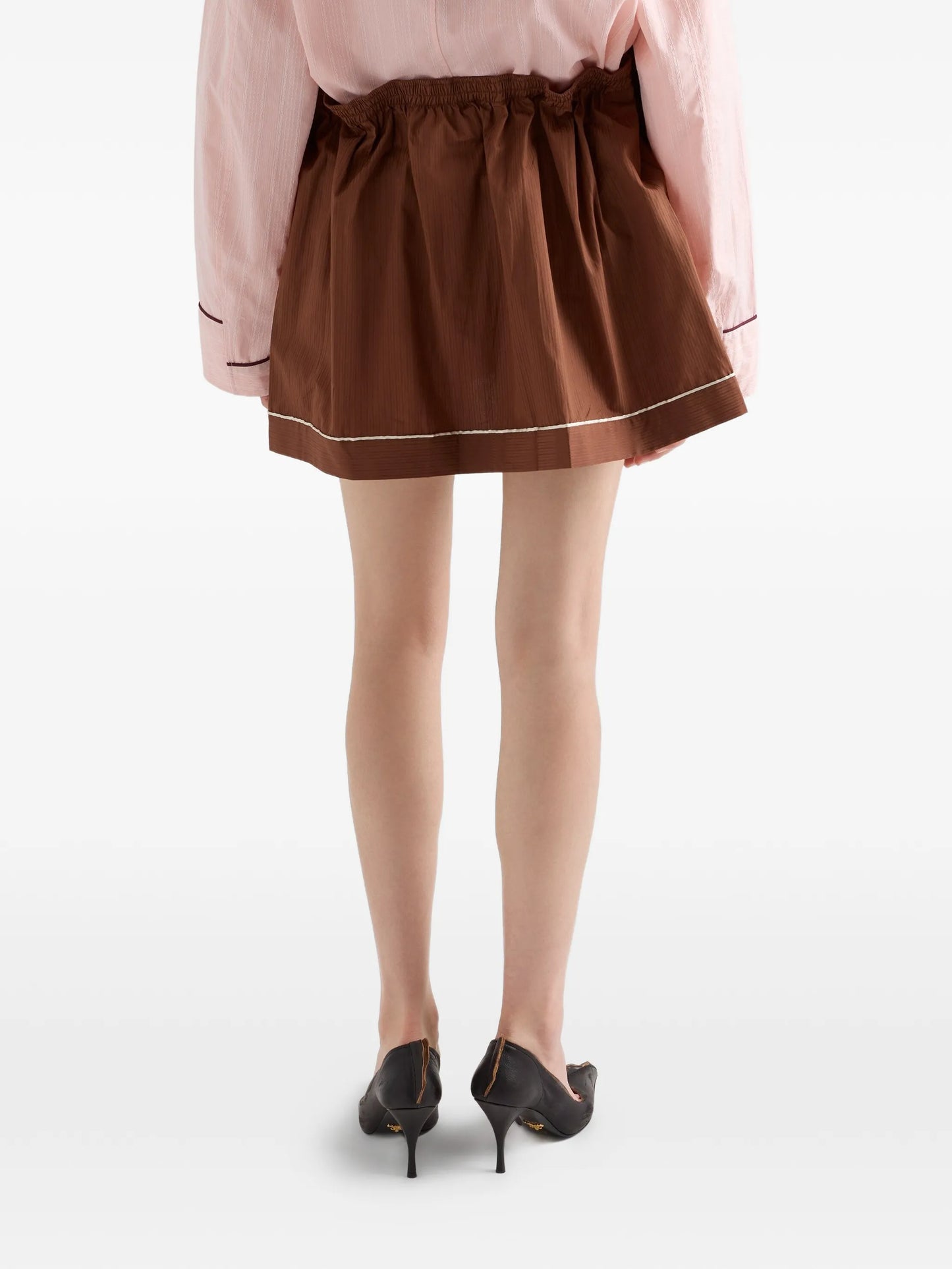 elasticated-waist buttoned mini skirt