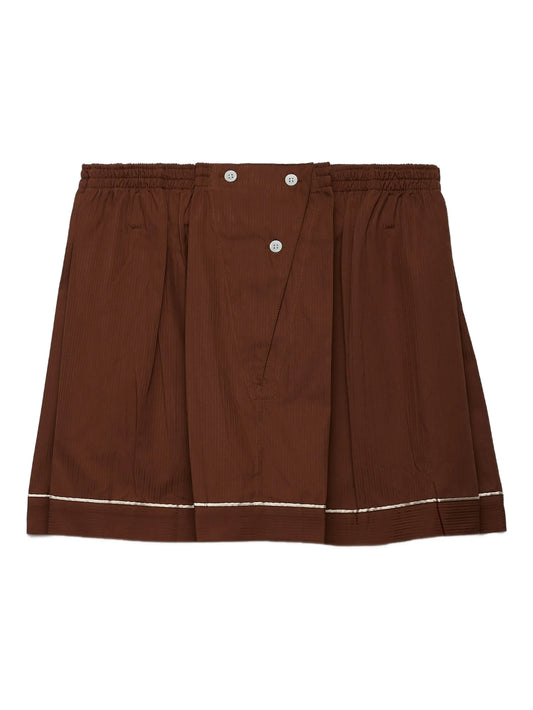 elasticated-waist buttoned mini skirt