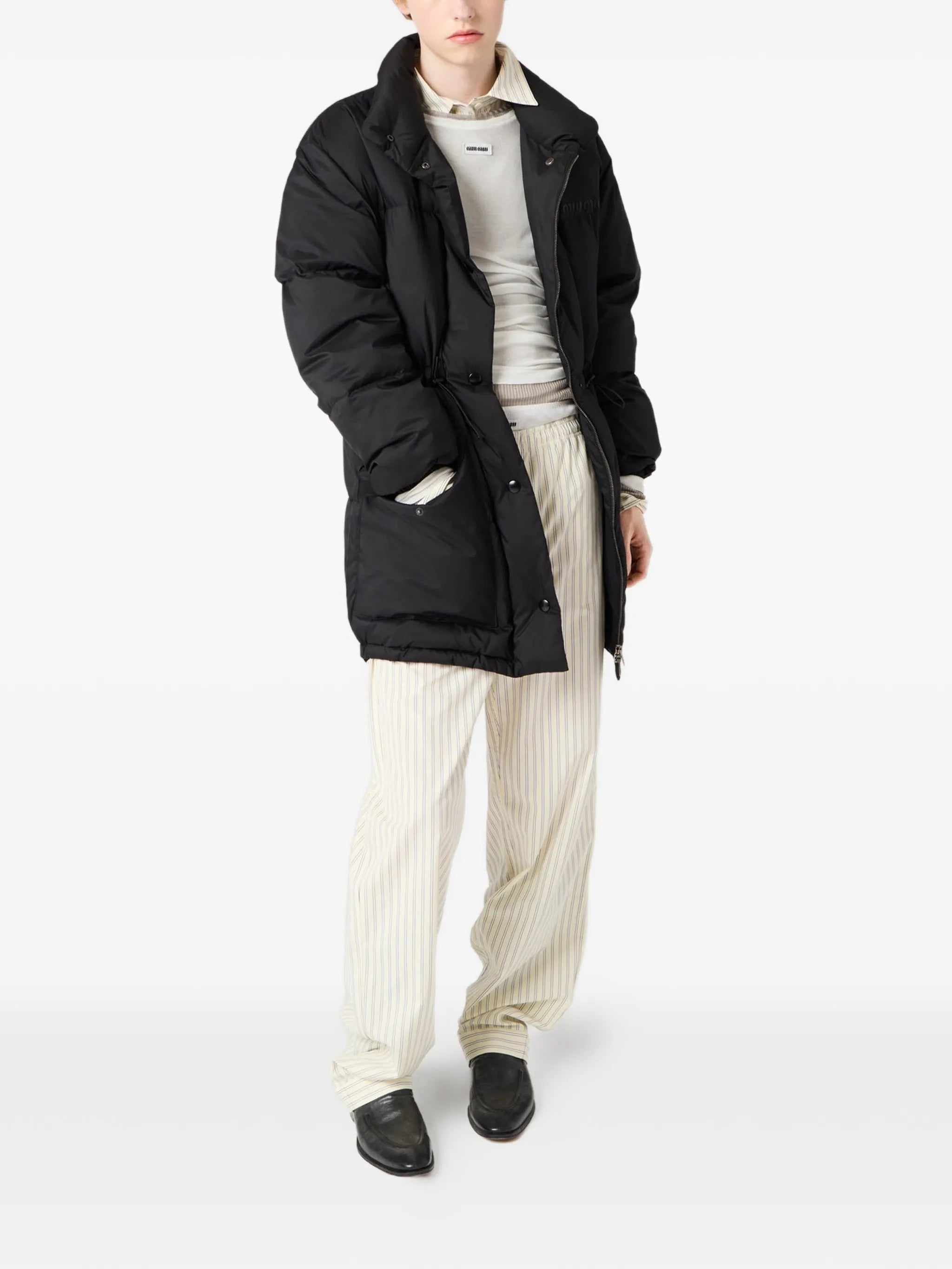 drawstring-waist coat