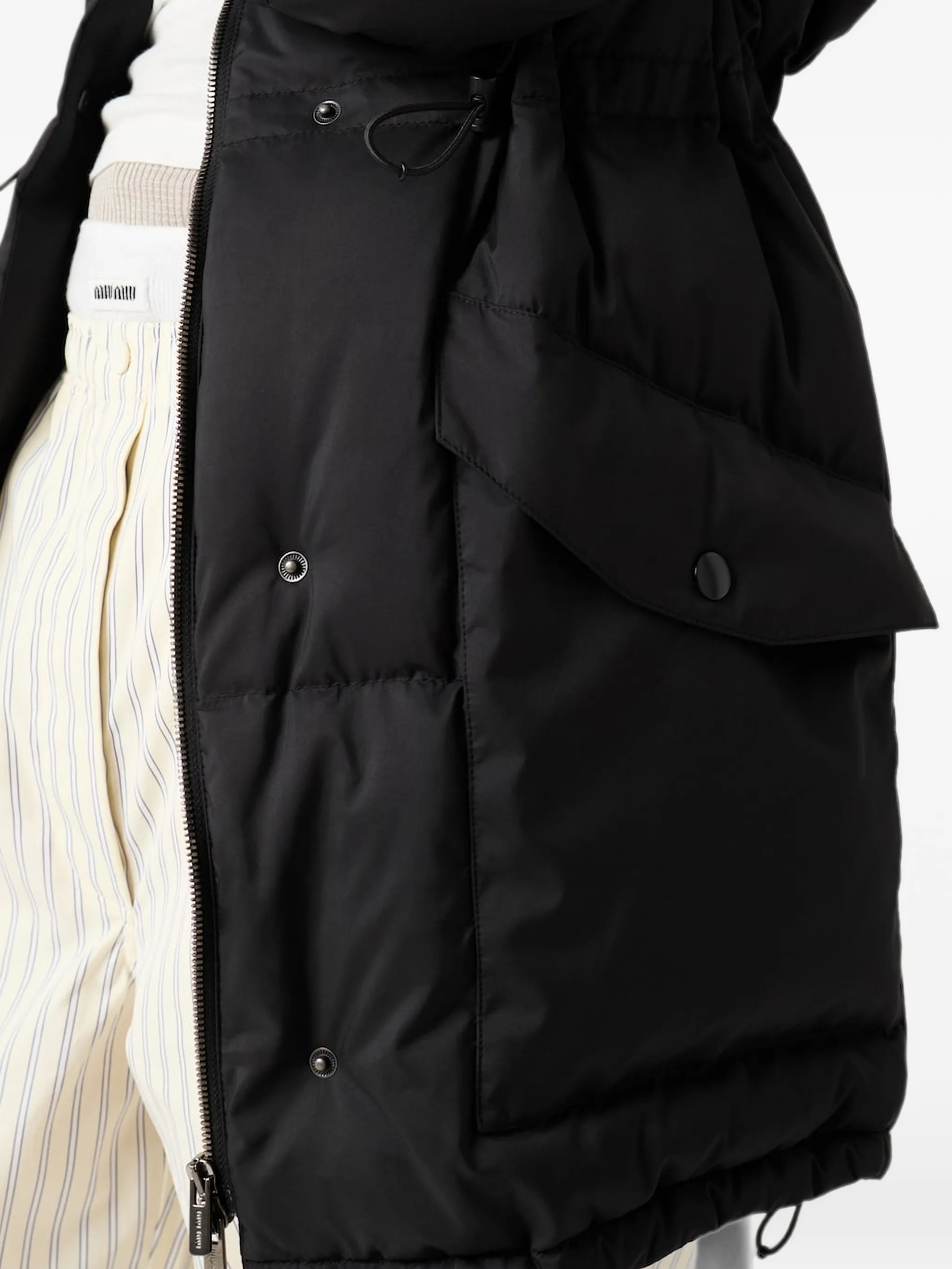technical pongé down long jacket