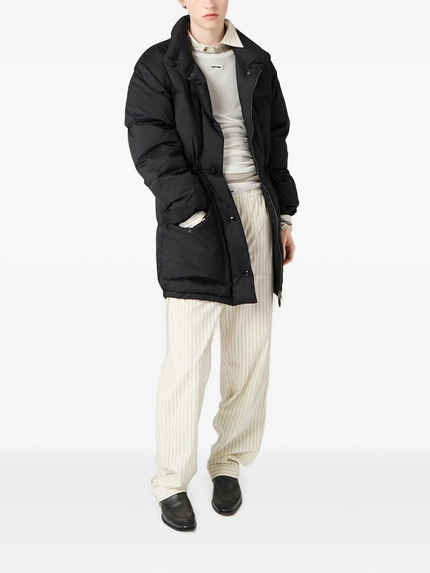 technical pongé down long jacket
