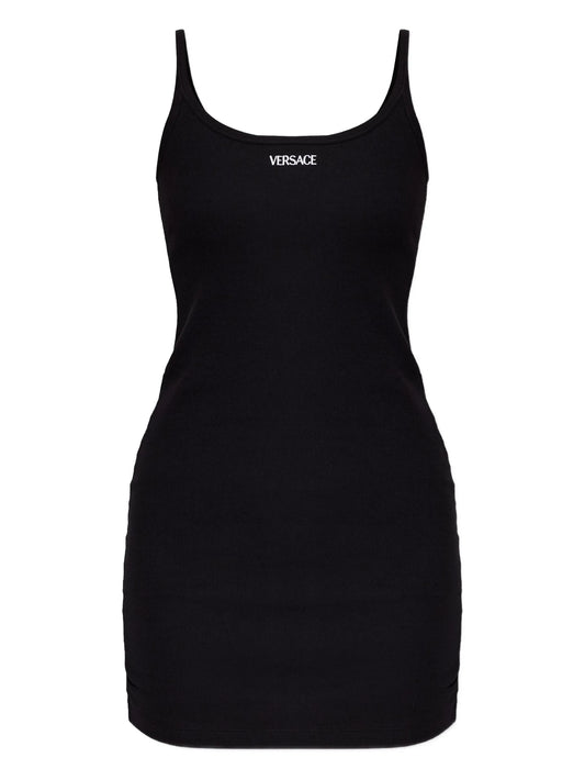 spaghetti-strap logo mini dress