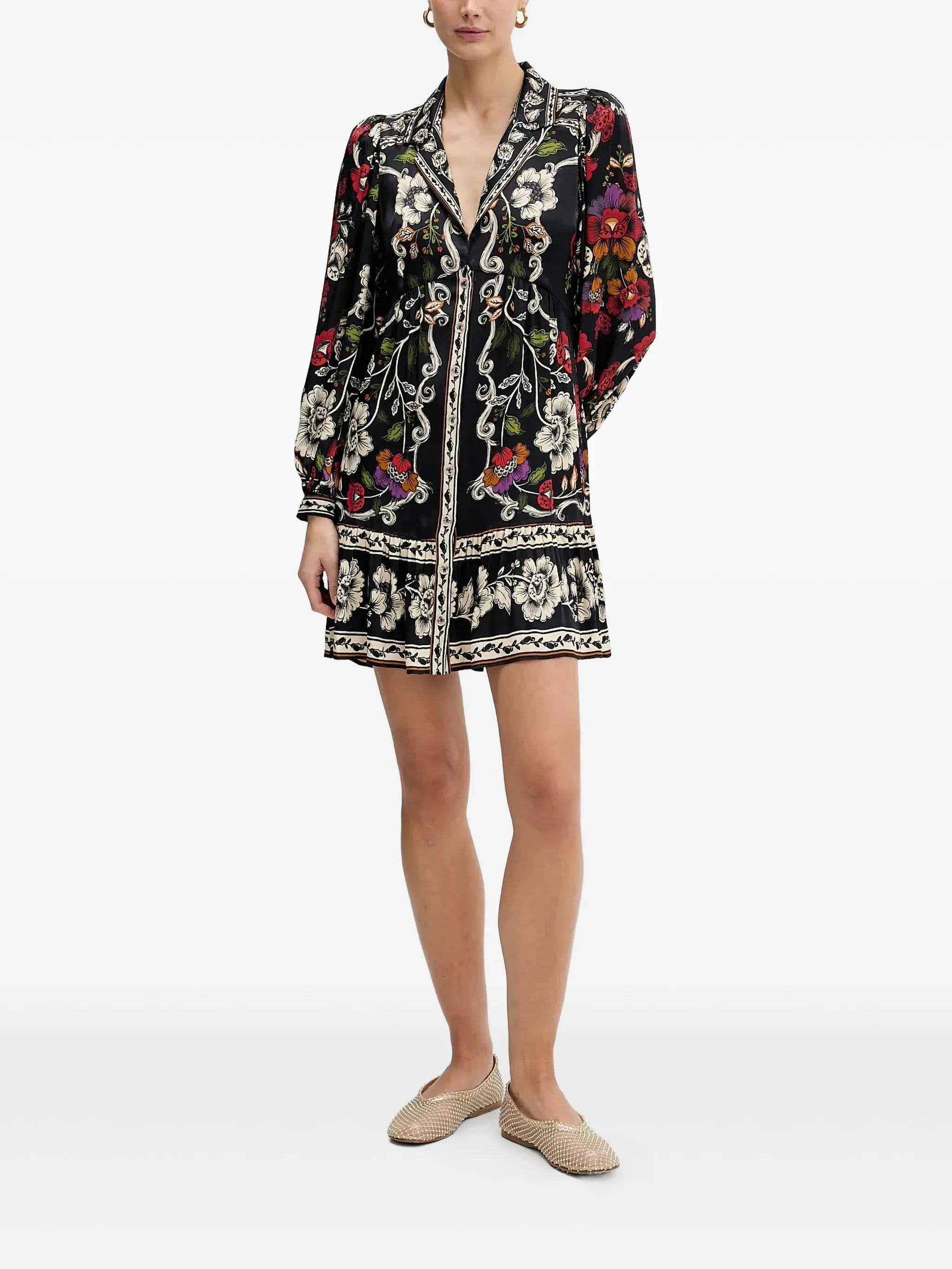 mini Black Rococo Flowers dress