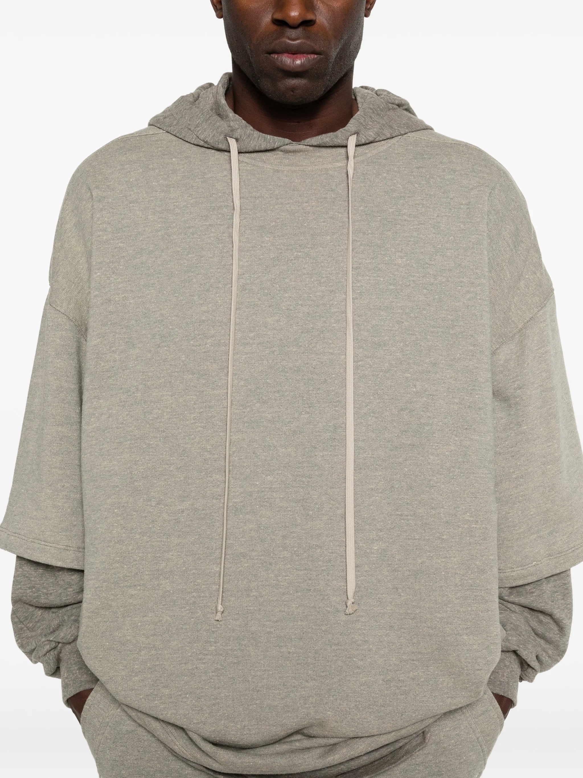 drawstring layered hoodie