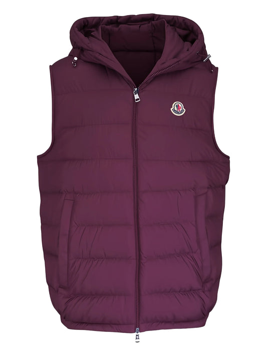 hooded logo gilet
