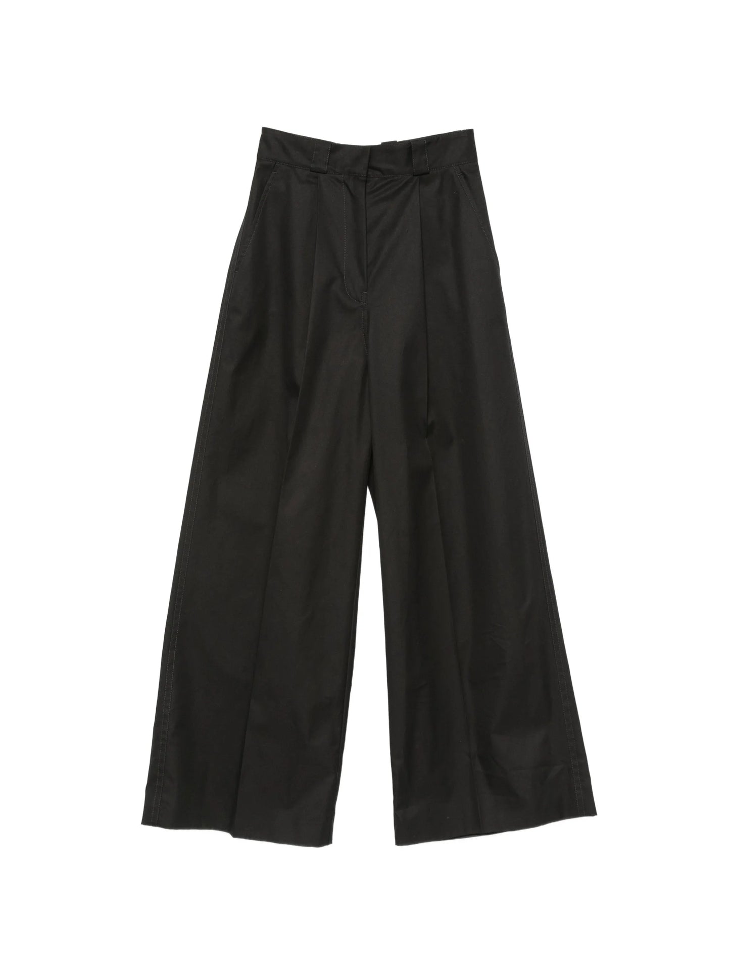 high-waist belt-loops trousers