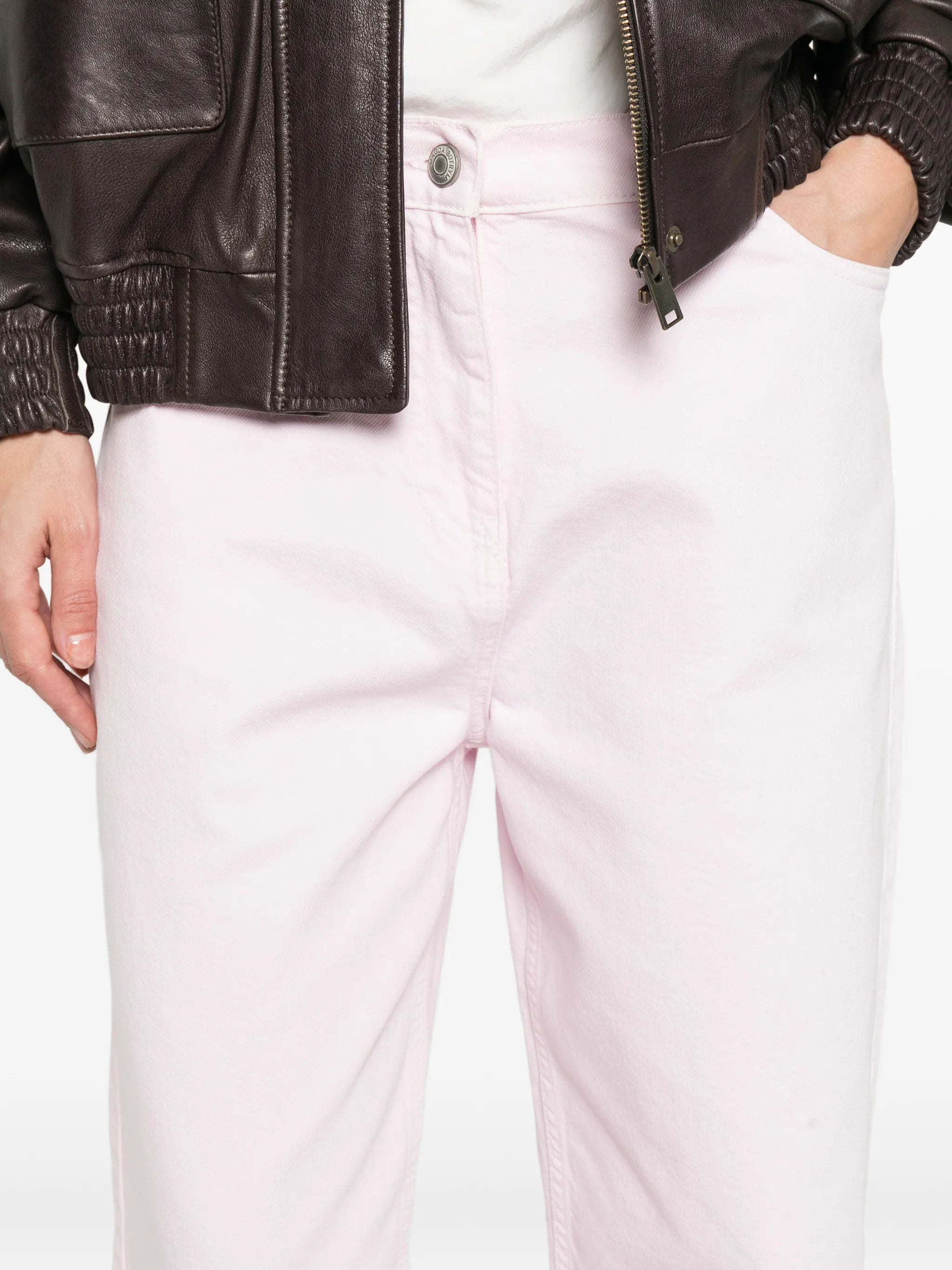 button denim trousers
